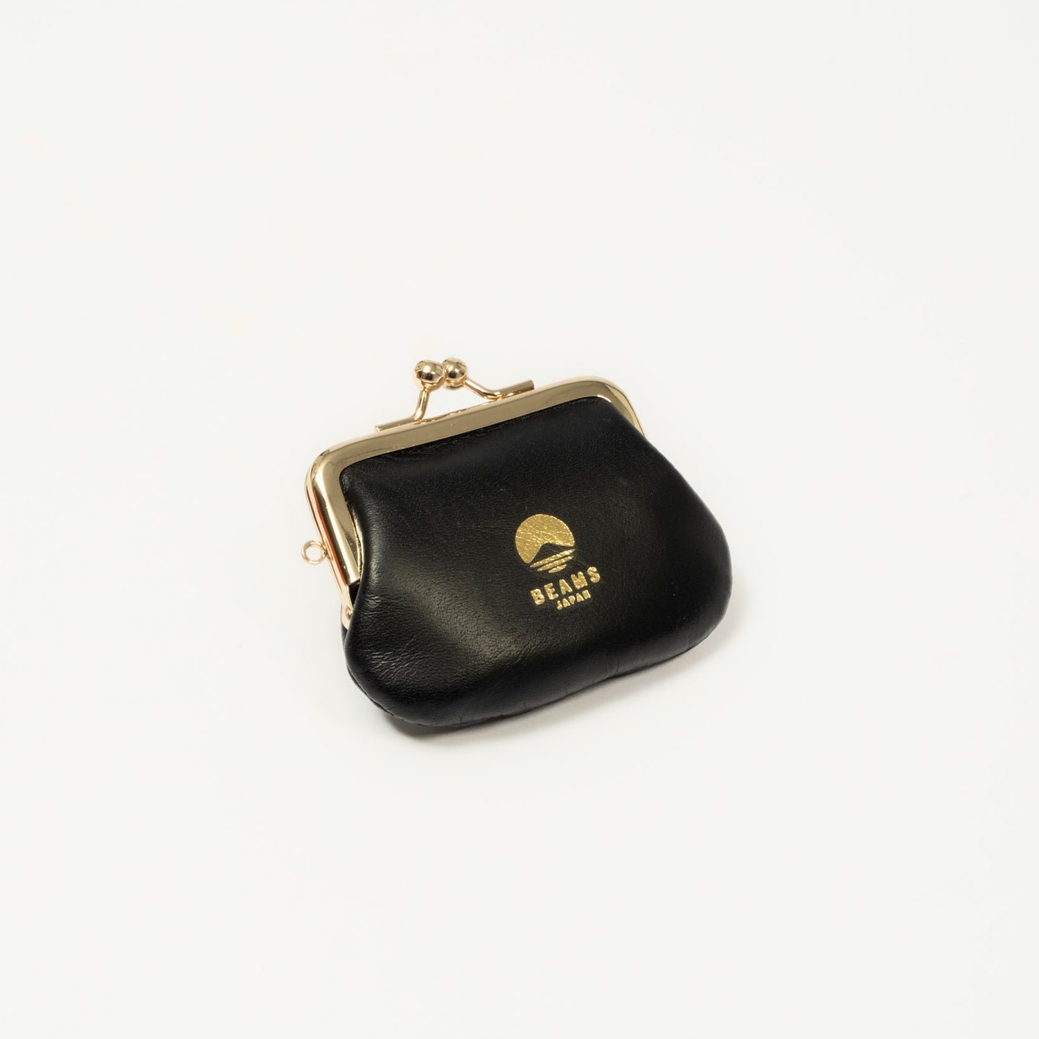 [BEAMS JAPAN] 5664-0186-018 COW LEATHER MINI KISS-LOCK WALLET _ BLACK