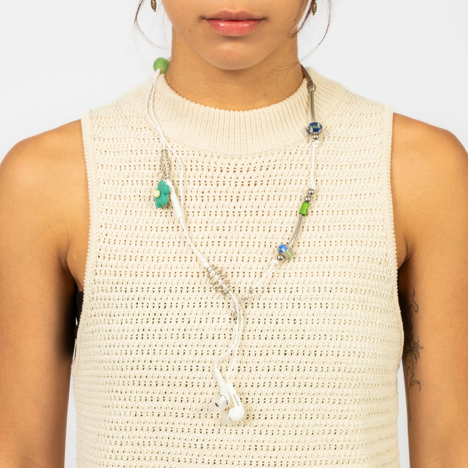 [52HZ LAB] SAMSUNG EARPHONE NECKLACE _ GREEN FLOWER