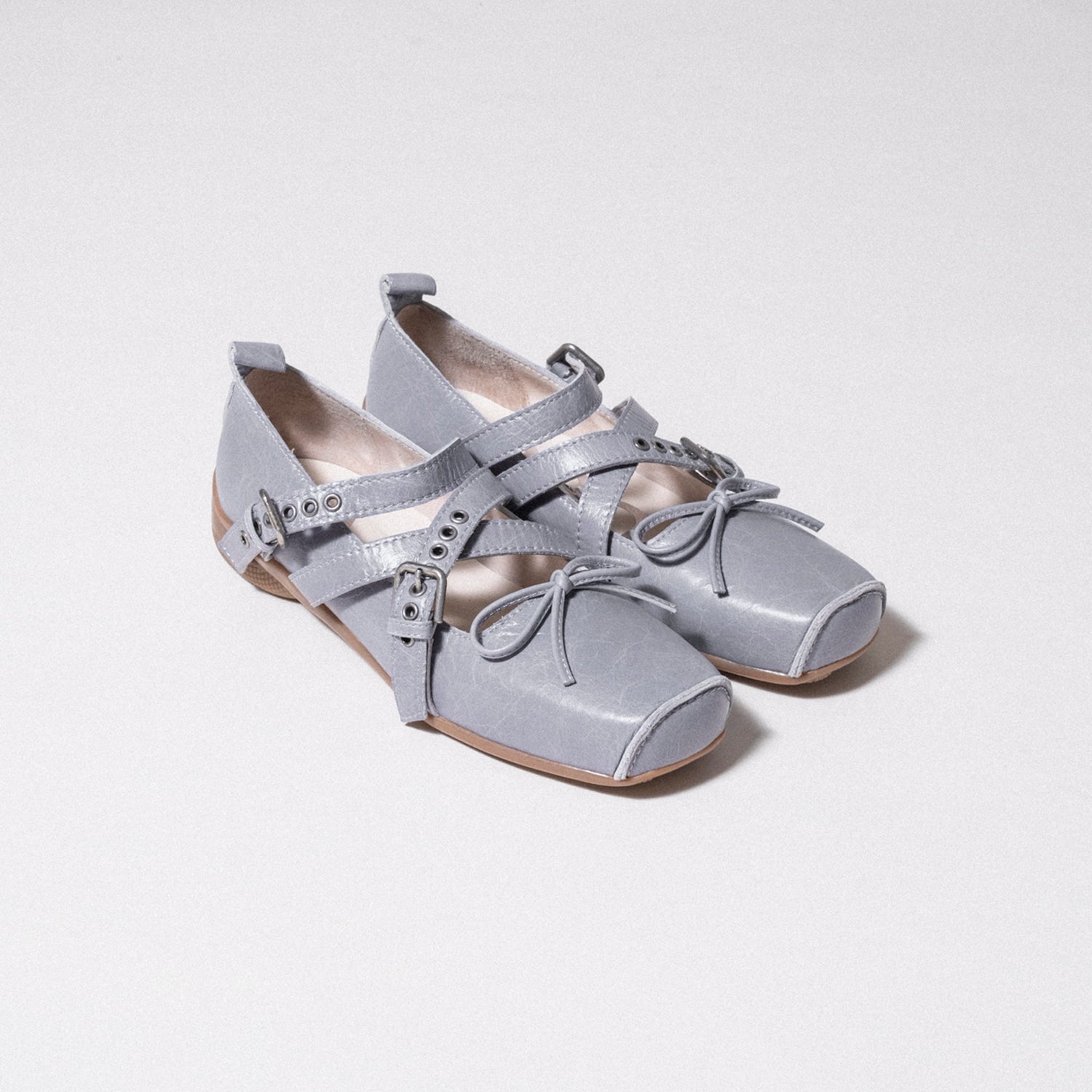 [OPEN YY] CROSS BUCKLE BALLET FLATS _ BLUE