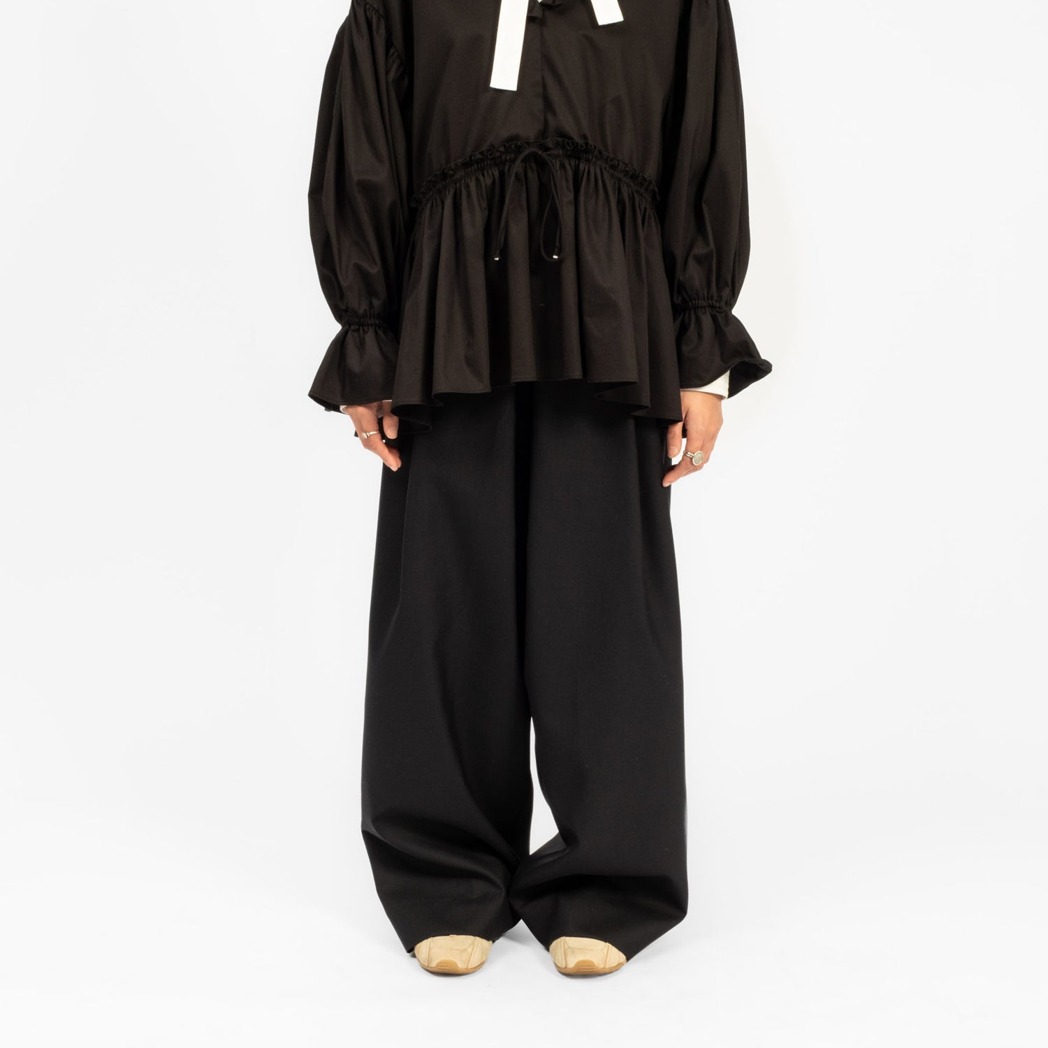 [LEH] 1142 WRAP WIDE SLACKS _ BLACK