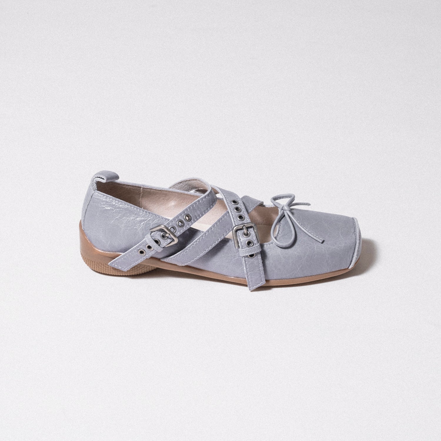 [OPEN YY] CROSS BUCKLE BALLET FLATS _ BLUE