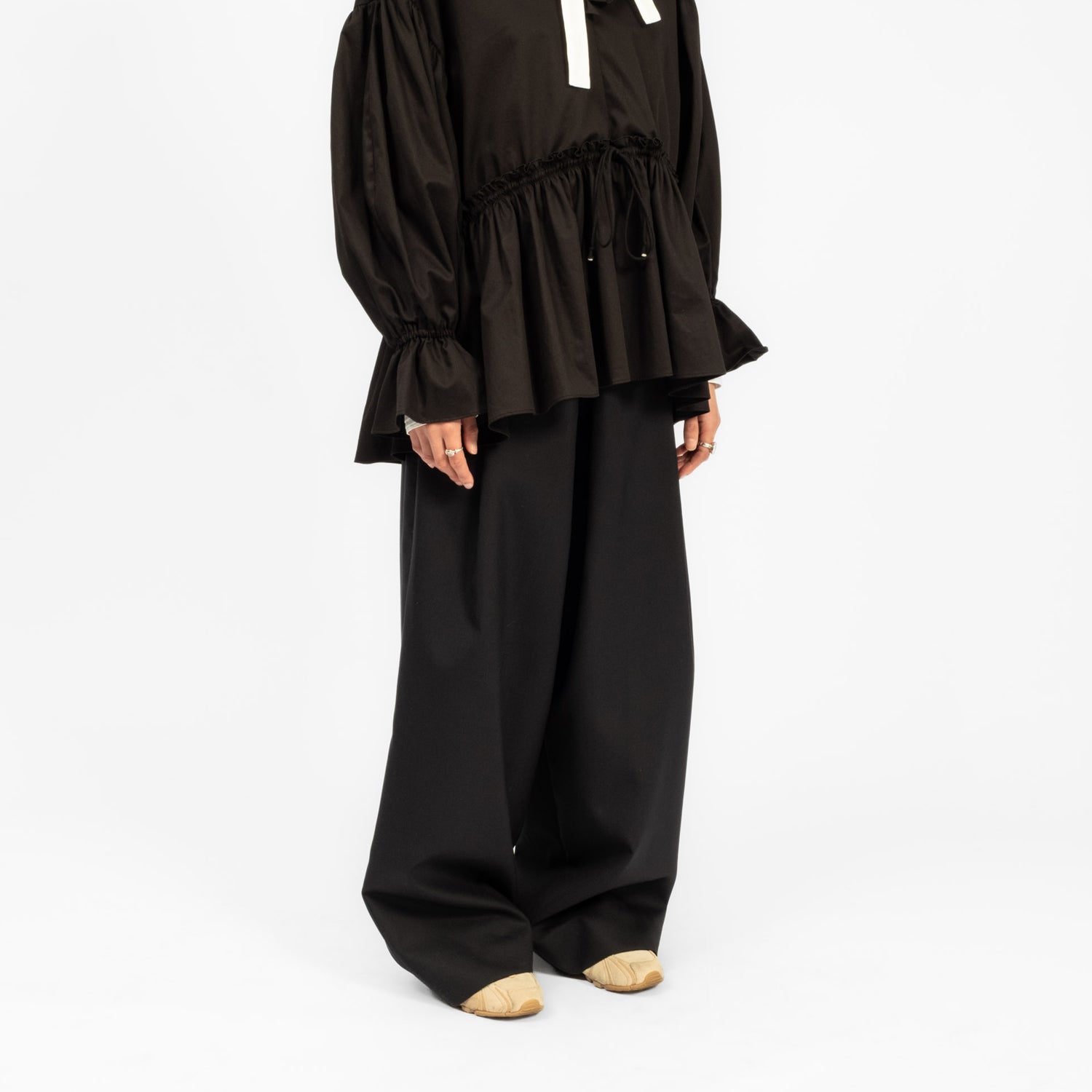 [LEH] 1142 WRAP WIDE SLACKS _ BLACK