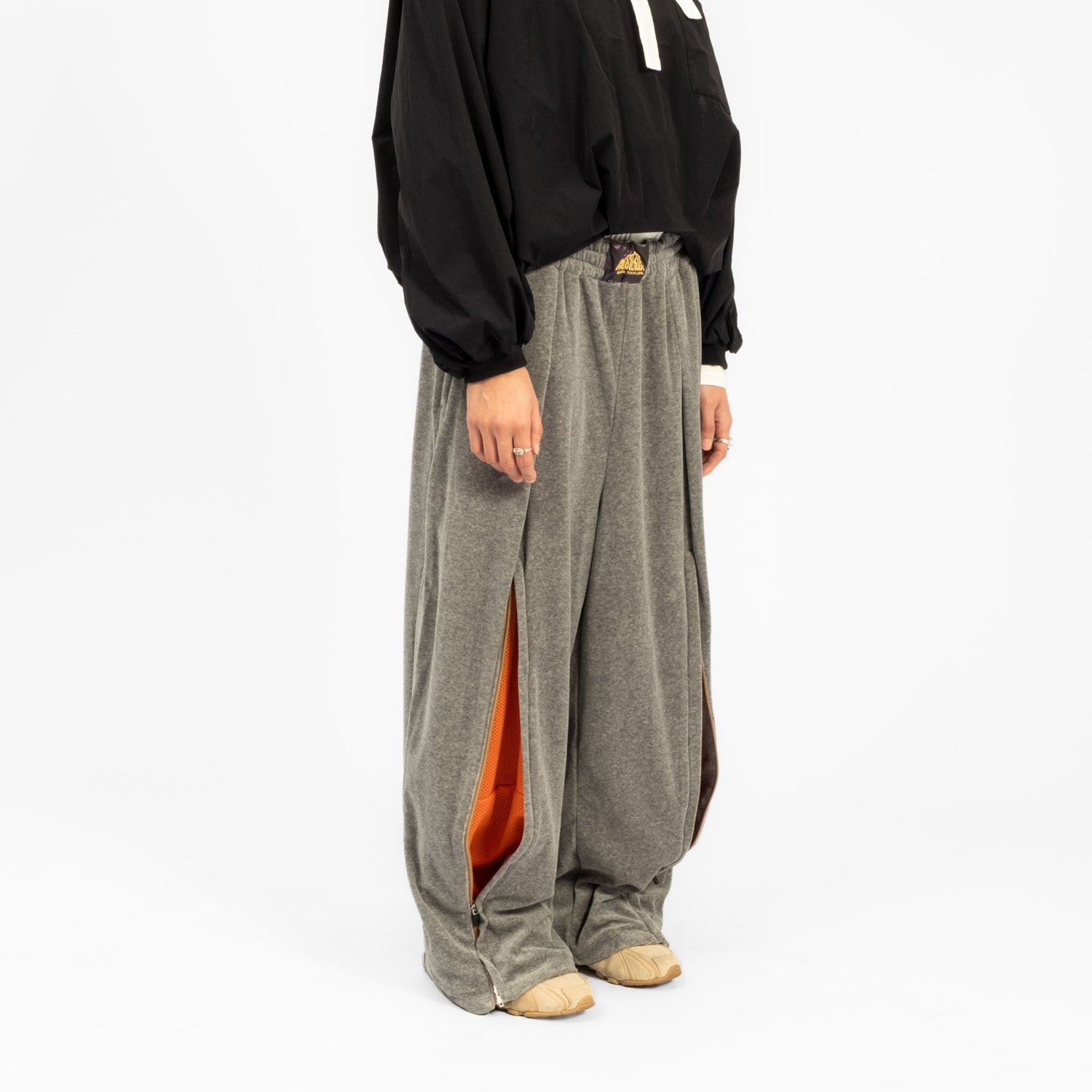 [LEH] 1136 ZIP WIDE TRACK PANTS _ GREY