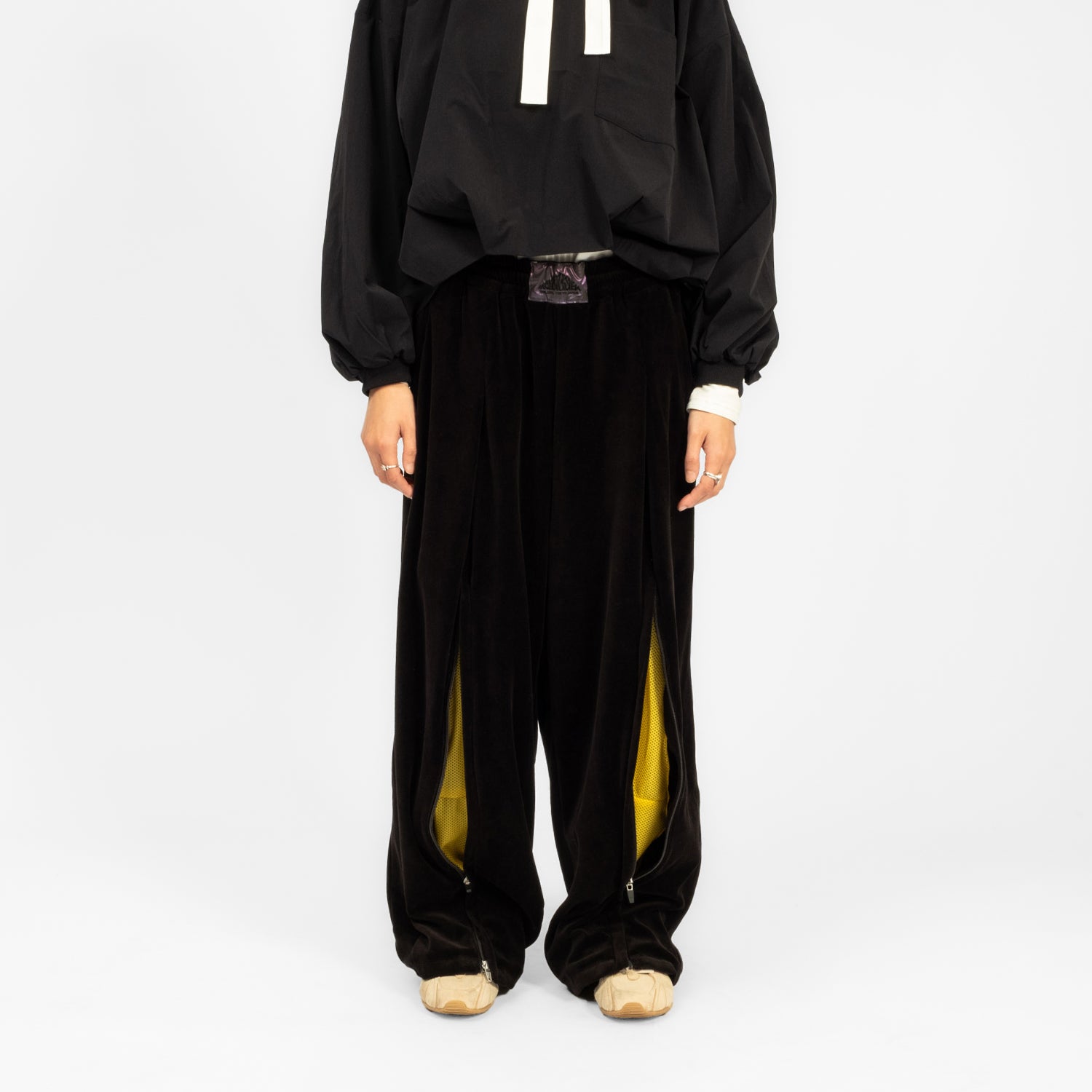 [LEH] 1136 ZIP WIDE TRACK PANTS _ BLACK