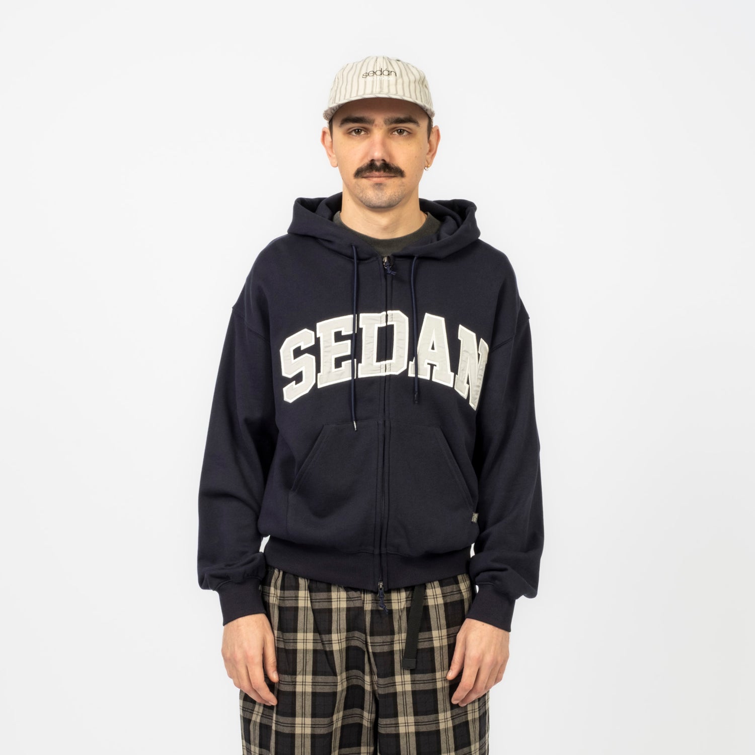 [SEDAN ALL-PURPOSE] COLLEGE LOGO FULL ZIP HOODIE _ NAVY