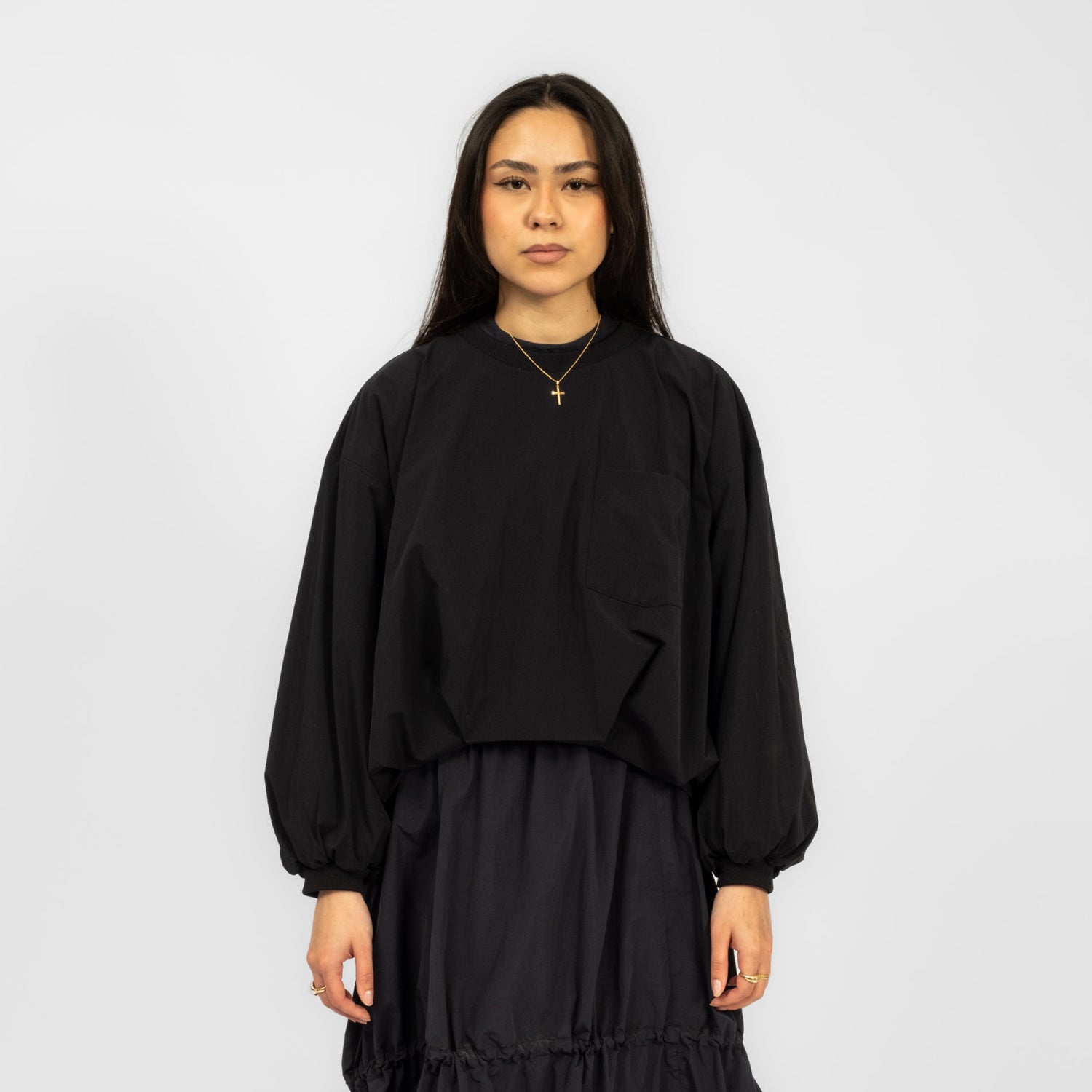 [F/CE] BALLOON PULLOVER SHIRT _ BLACK