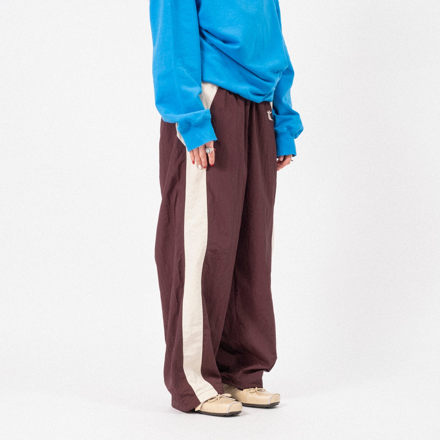 [OPEN YY] YY COLOUR BLOCK PANTS _ BROWN