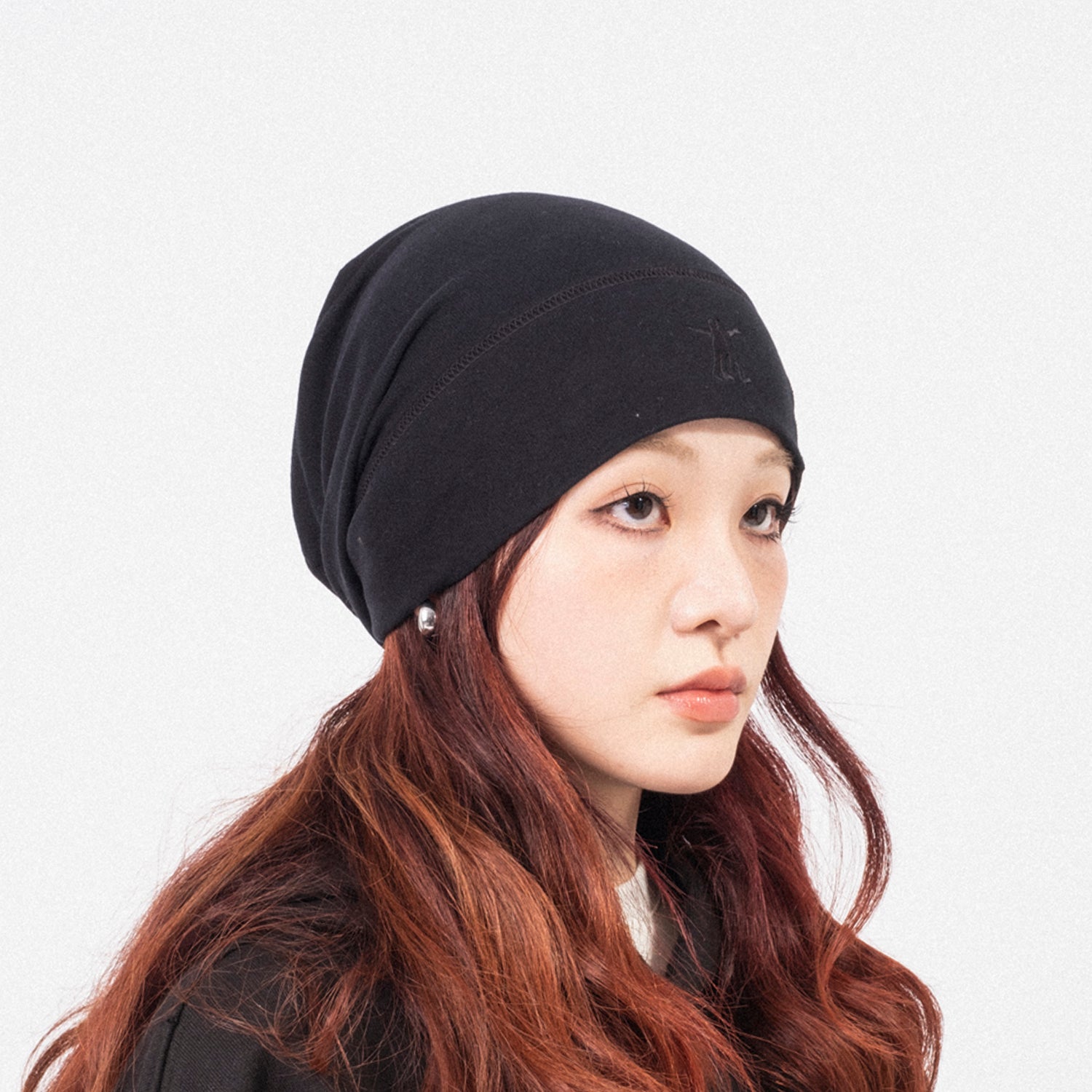 [OPEN YY] JERSEY SLOUCHY BEANIE _ BLACK