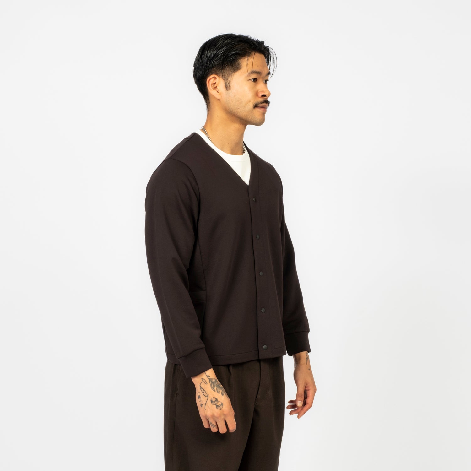 [SNOW PEAK] DOUBLE KNIT CARDIGAN _ BLACK