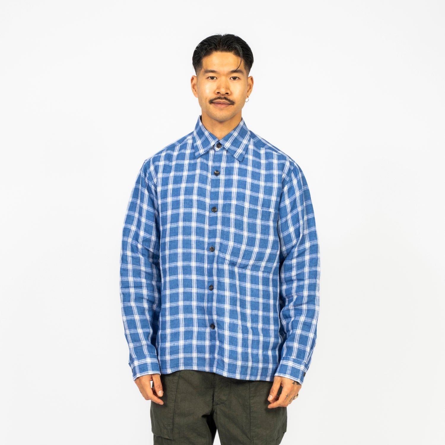 [KARTIK RESEARCH] SS26-67 PATAUDI SHIRT _ BLUE/WHITE