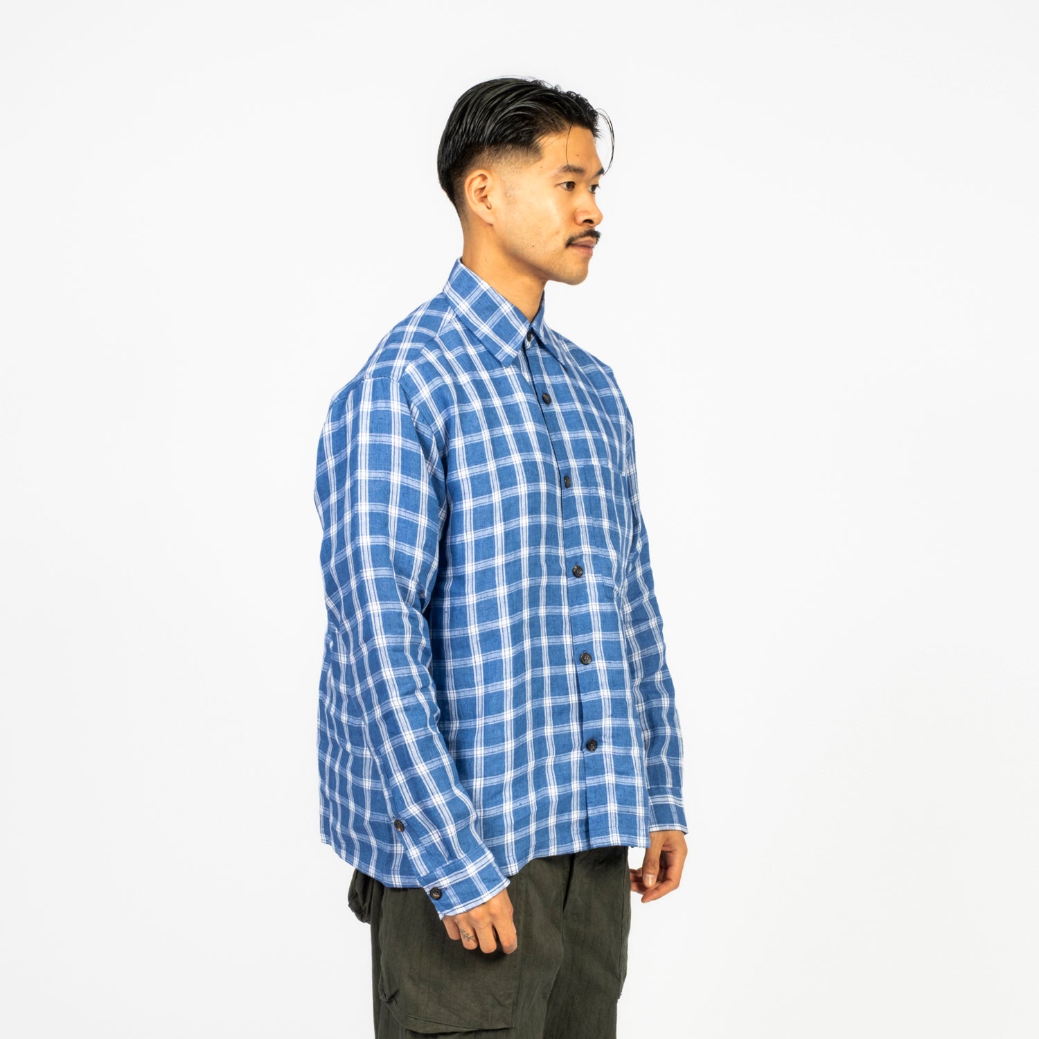 [KARTIK RESEARCH] SS26-67 PATAUDI SHIRT _ BLUE/WHITE