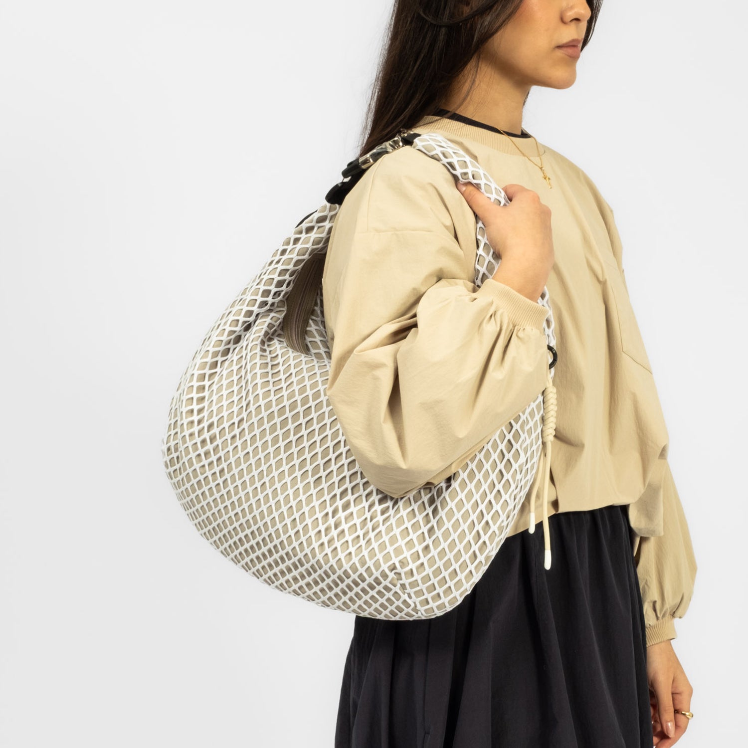 [F/CE] MESH BIG SHOULDER TOTE _ BEIGE