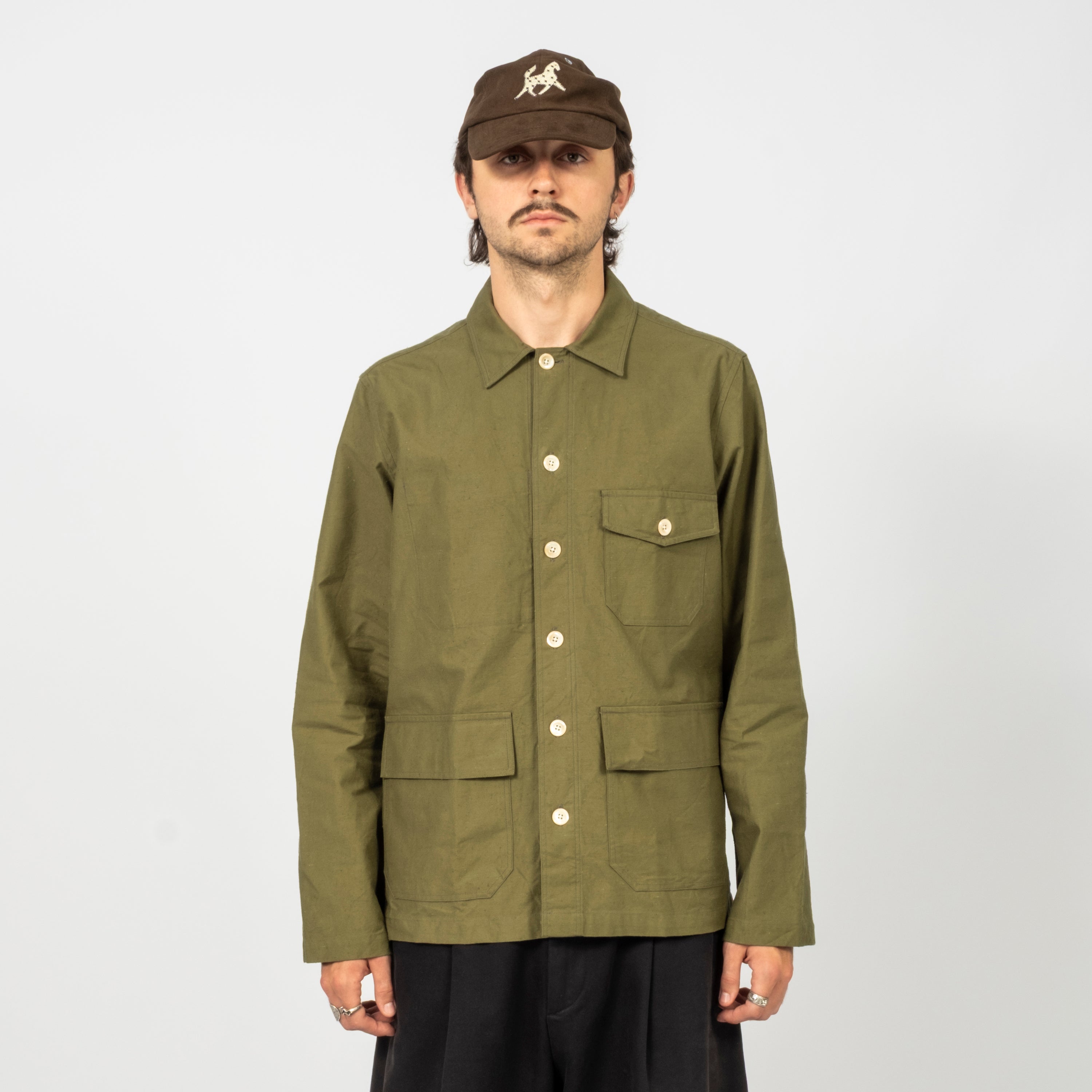 [DRAKE'S] FOUR POCKET OVERSHIRT _ MILITARY GREEN