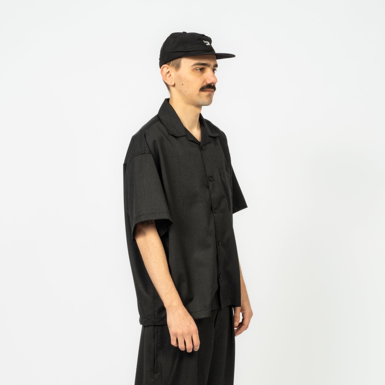 [IS-NESS] OPEN SHIRT _ CHARCOAL
