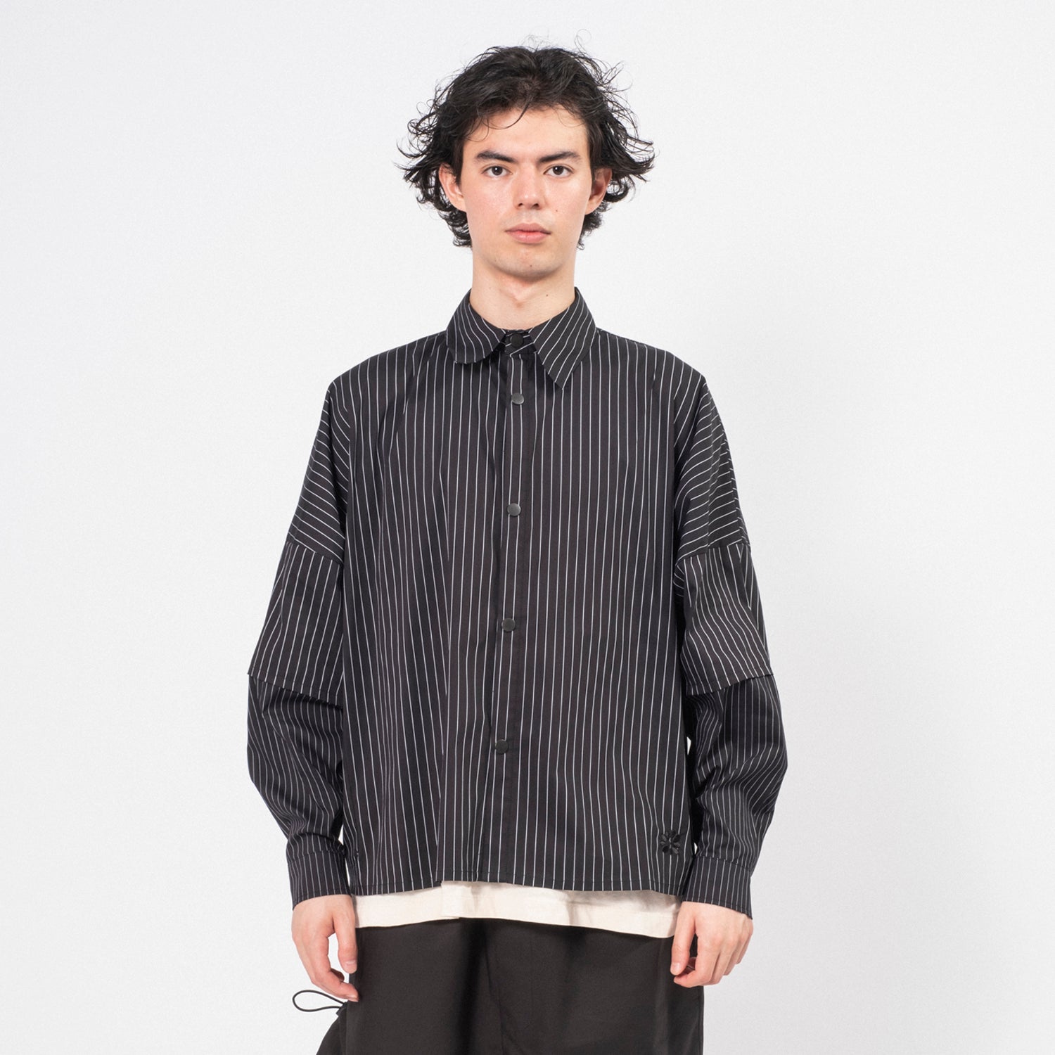 [GANDER] DEAN SHIRT _ BLACK PINSTRIPE