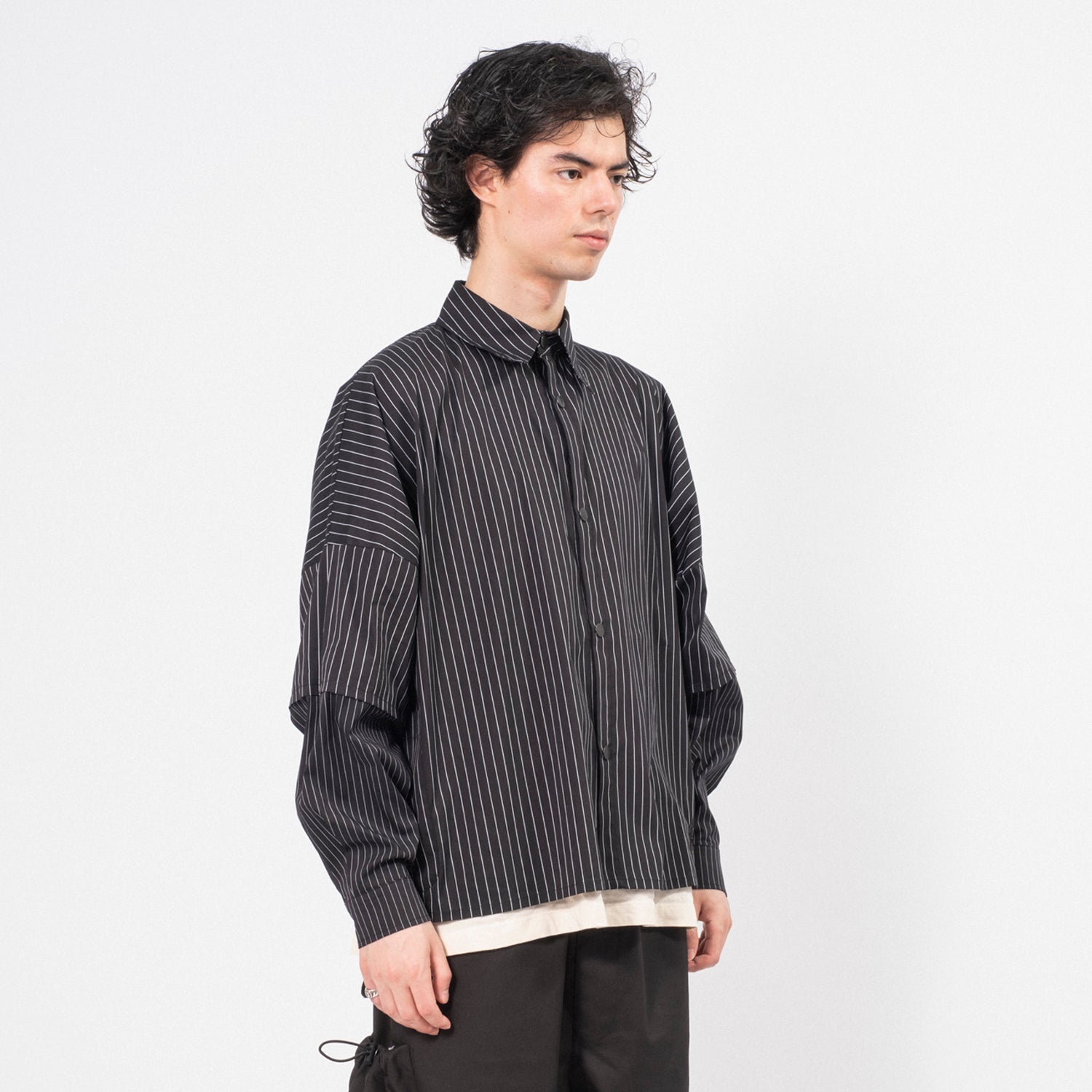 [GANDER] DEAN SHIRT _ BLACK PINSTRIPE