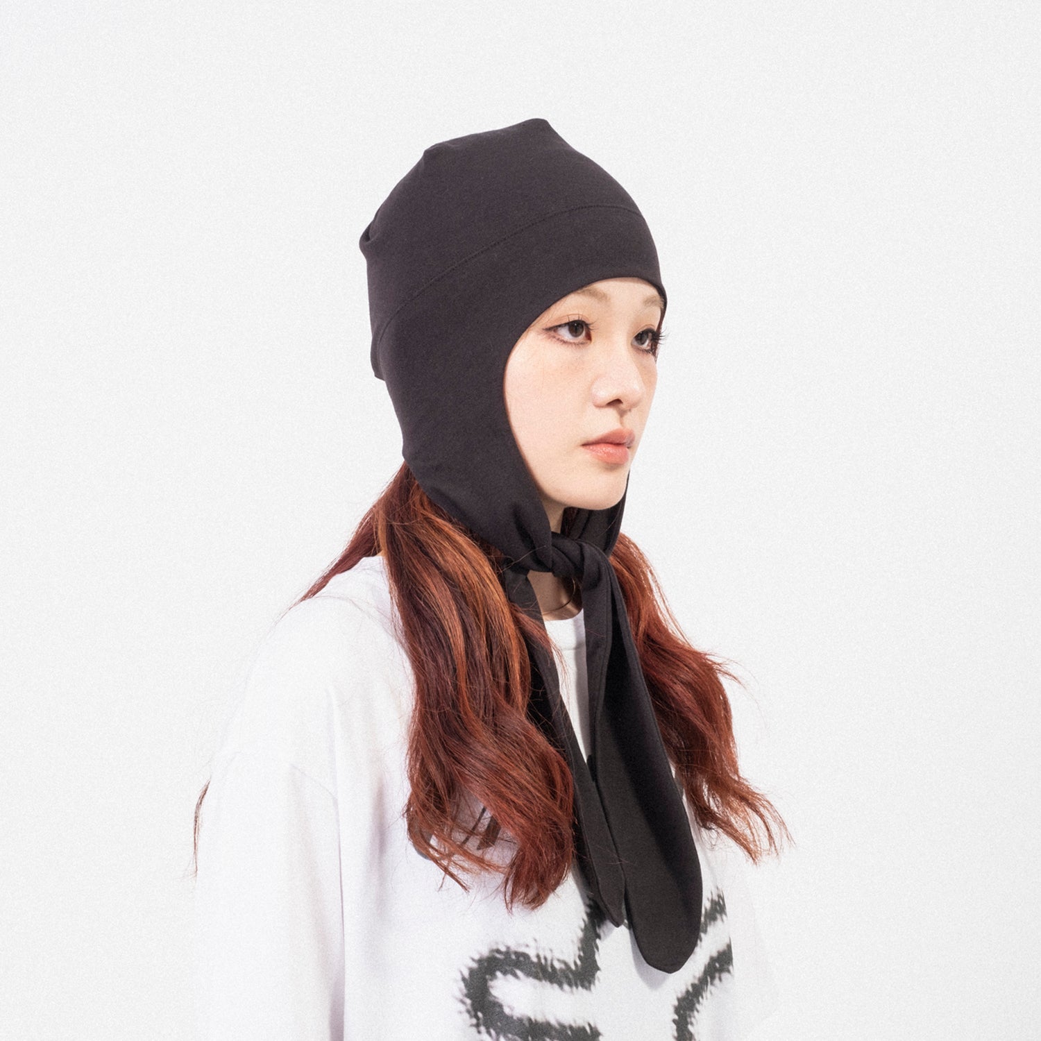 [OPEN YY] JERSEY EARFLAP BEANIE _ BLACK