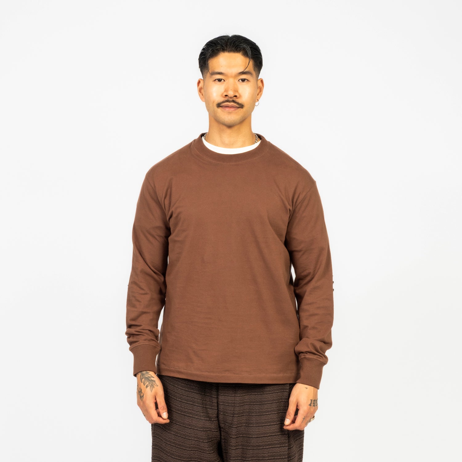[KARTIK RESEARCH] SS26-135 SUN APPLIQUE TEE SHIRT _ BROWN/BLACK