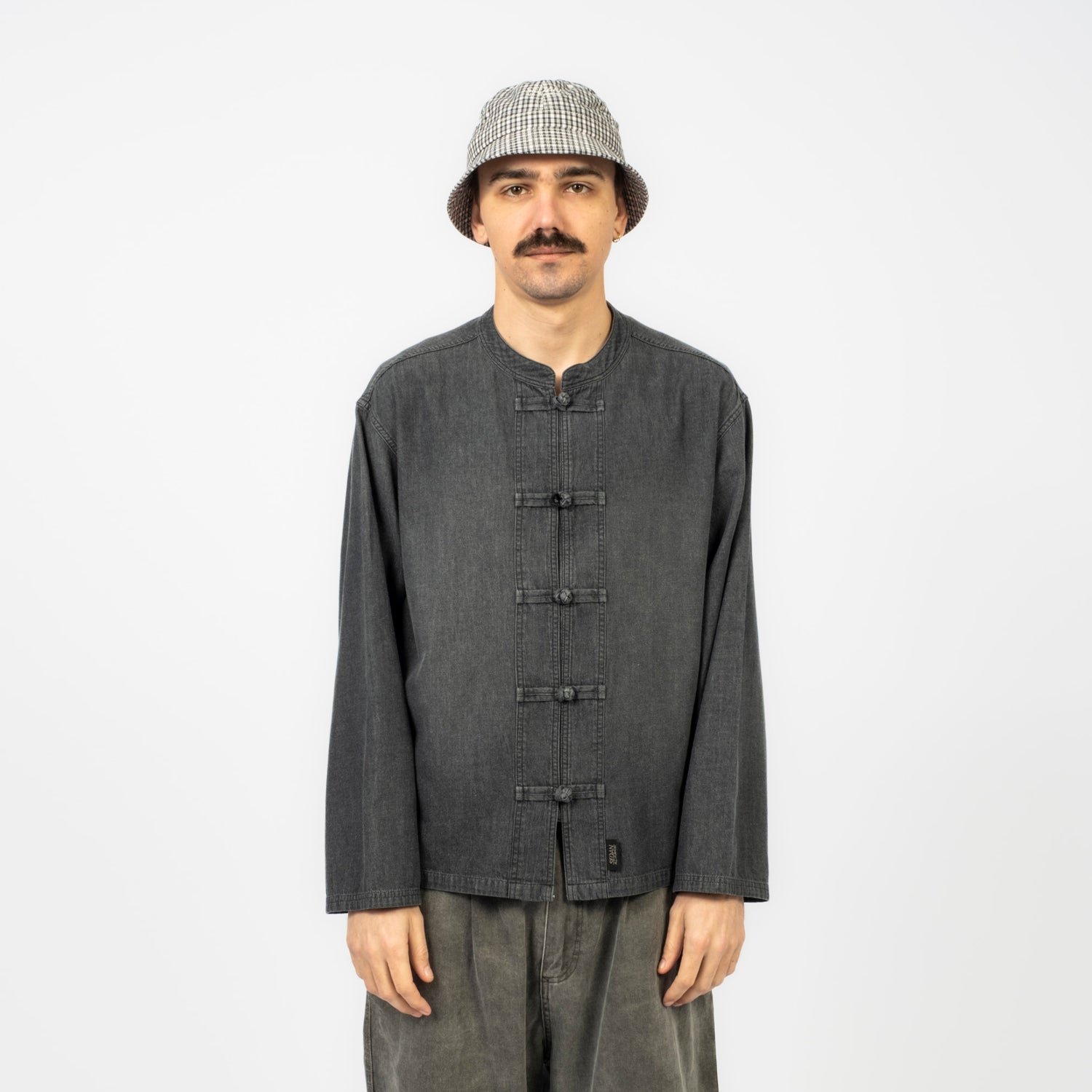 [SEDAN ALL-PURPOSE] LIGHT DENIM KUNGFU SHIRT _ BLACK