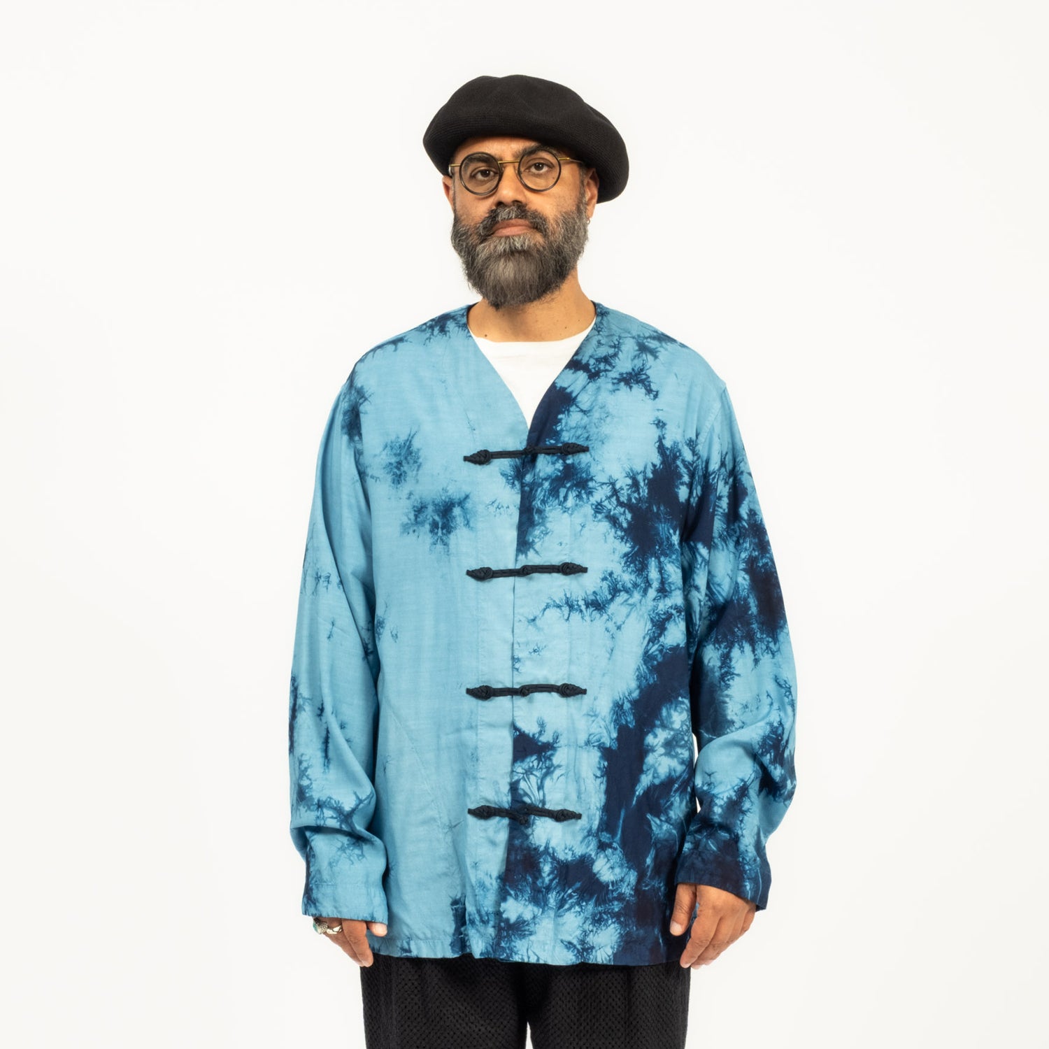 [BLUE BLUE JAPAN] J7202 MENS WOVEN INDIGO MURAKUMO SHIBORI ORIENTAL LIGHTWEIGHT JACKET _ INDIGO