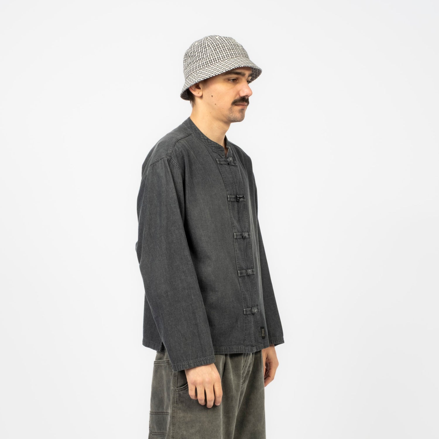 [SEDAN ALL-PURPOSE] LIGHT DENIM KUNGFU SHIRT _ BLACK