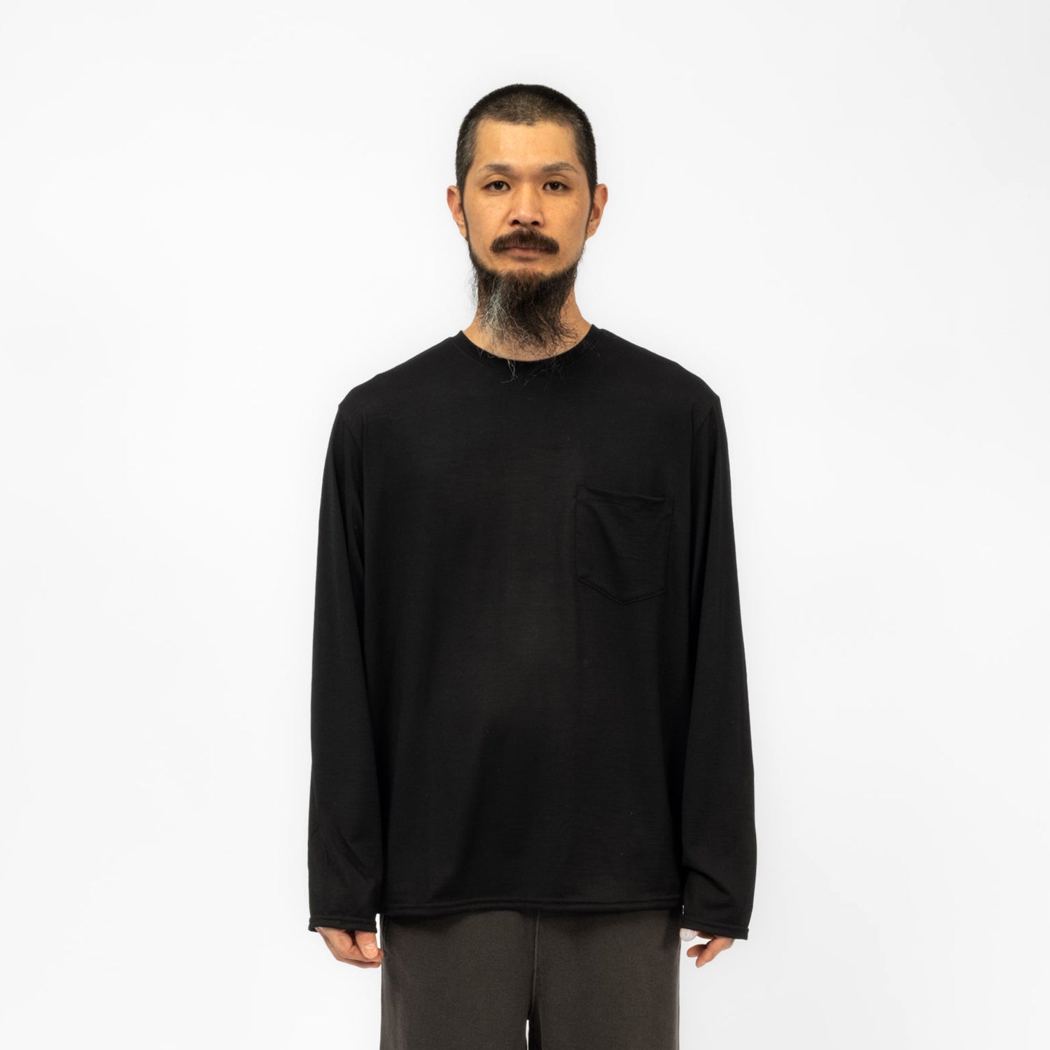 [URU TOKYO] CREW NECK L/S TEE A _ BLACK