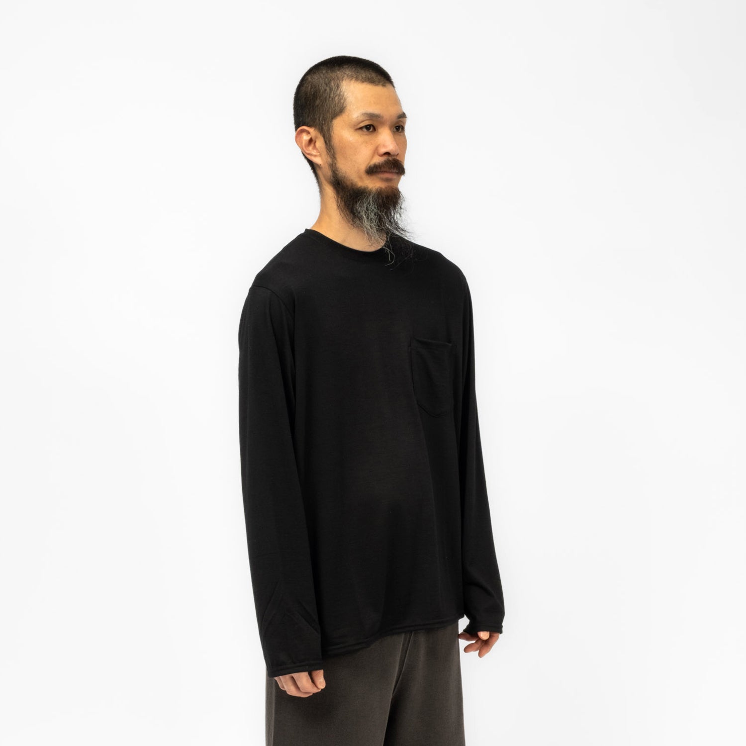 [URU TOKYO] CREW NECK L/S TEE A _ BLACK