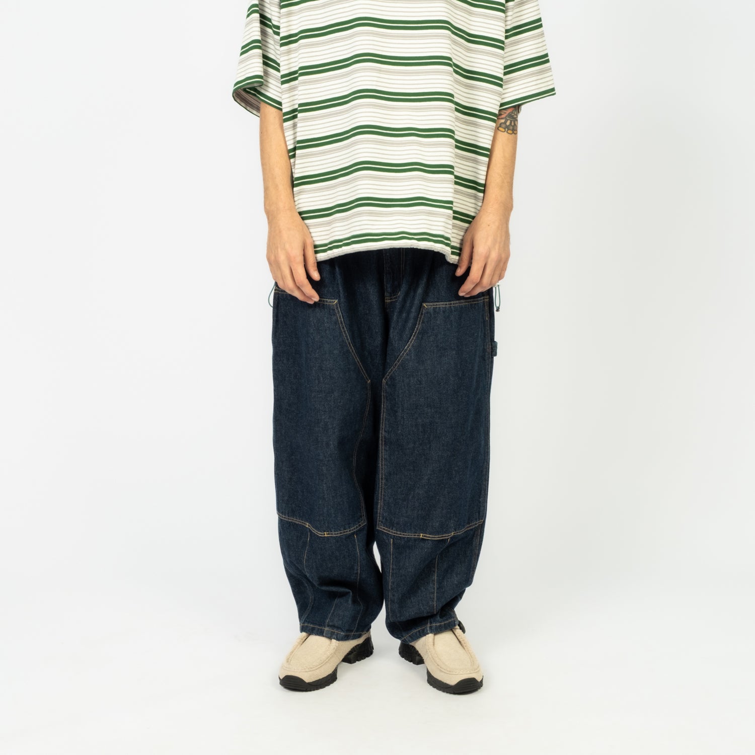 [IS-NESS] DOUBLE-KNEE BALLOON PAINTER PANTS _ INDIGO