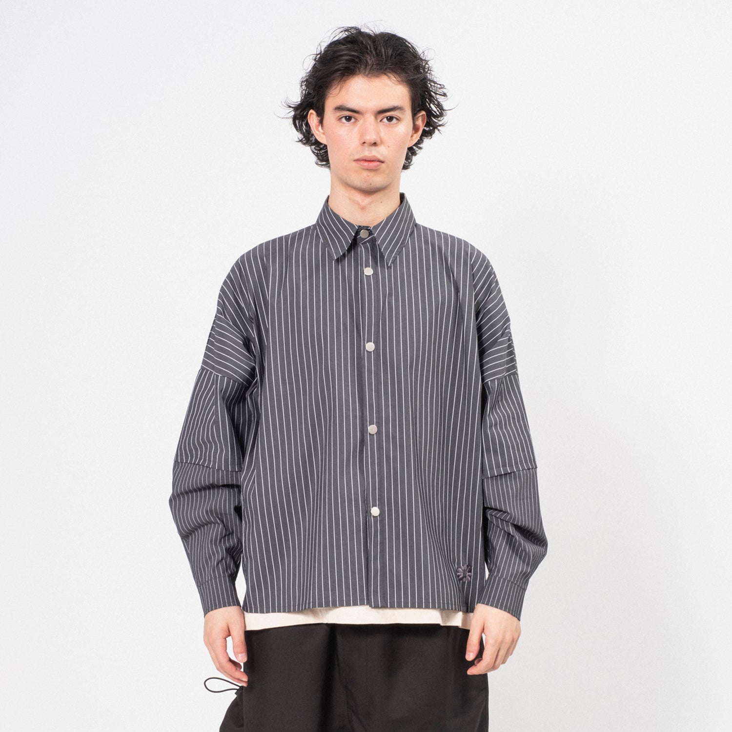 [GANDER] DEAN SHIRT _ GREY PINSTRIPE