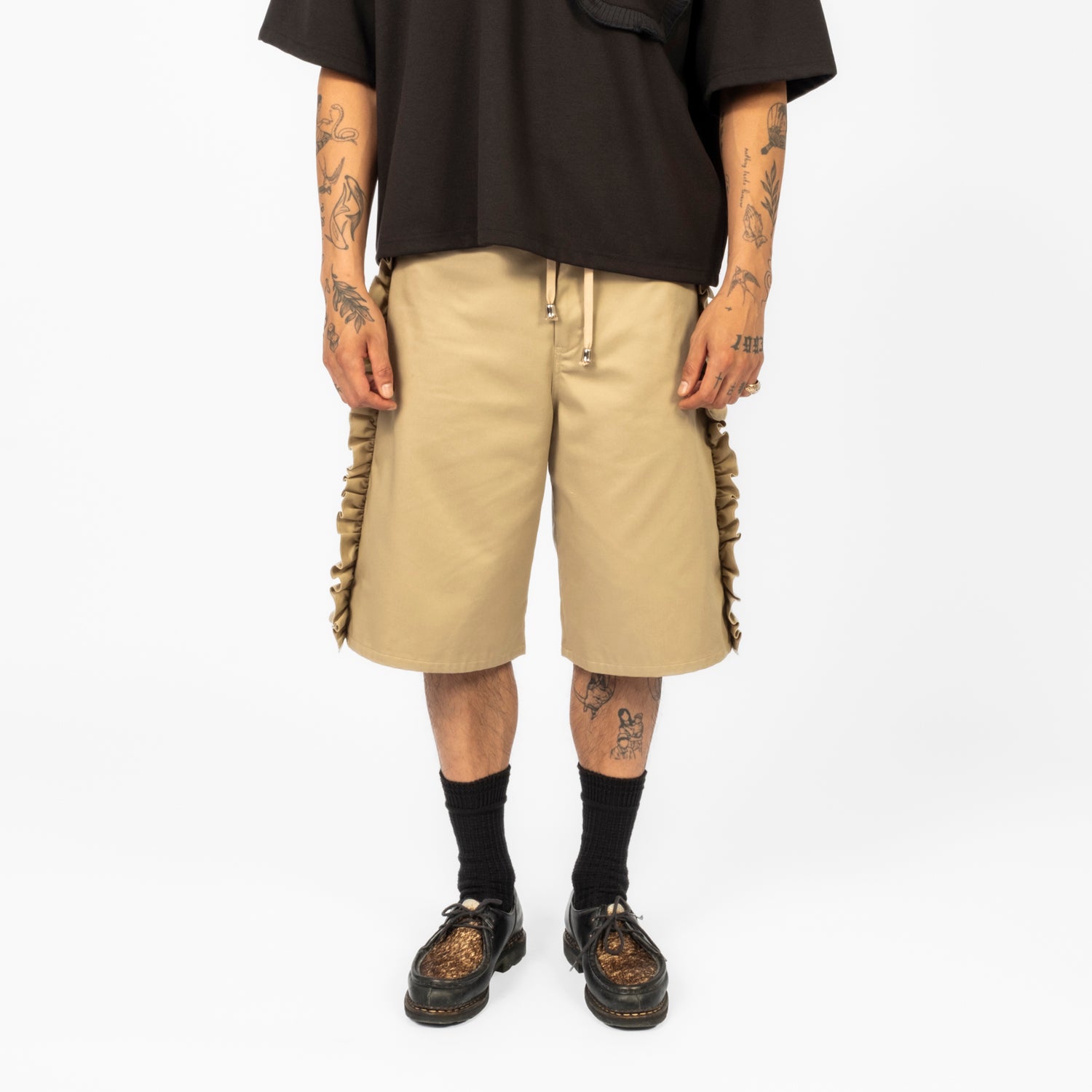 [NICK GEAR] FRILL CHINO SHORTS _ BEIGE