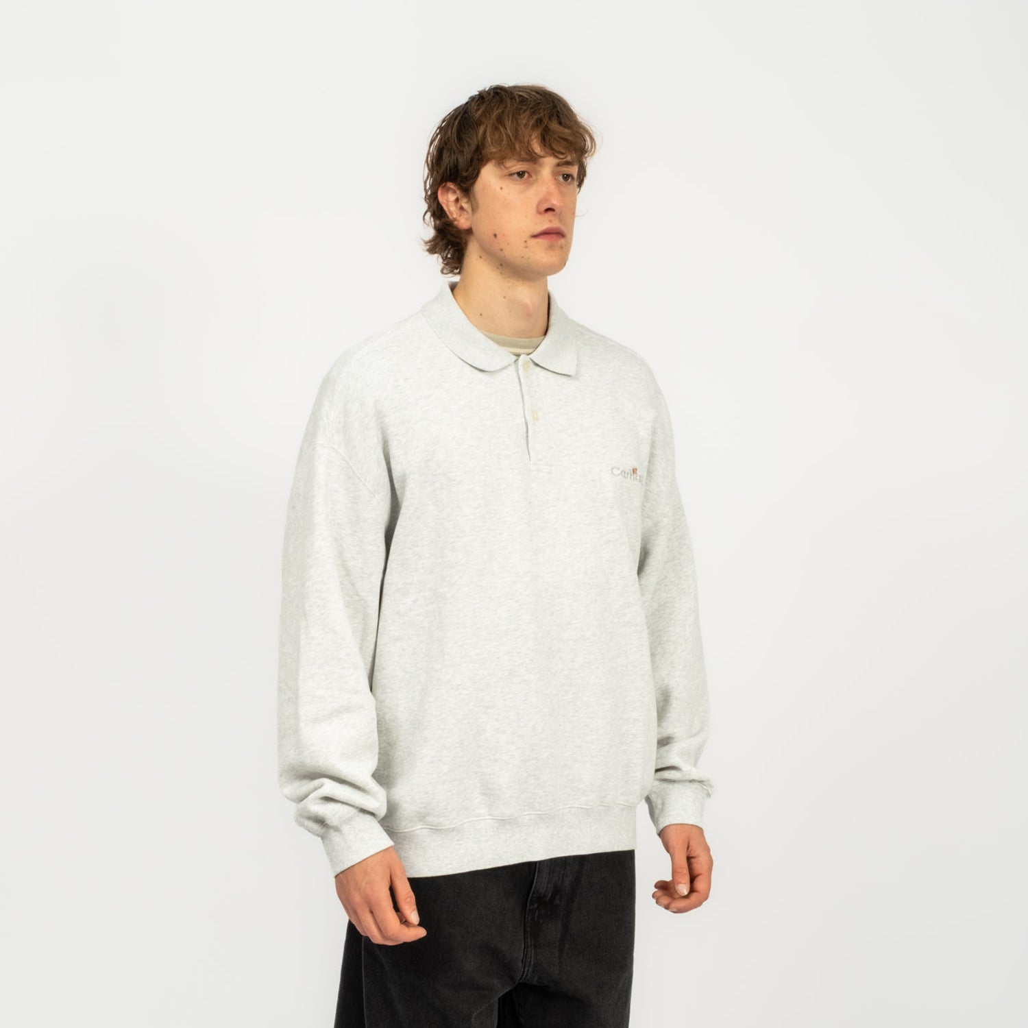 [CARHARTT] WIP LABEL POLO SWEAT _ ASH HEATHER