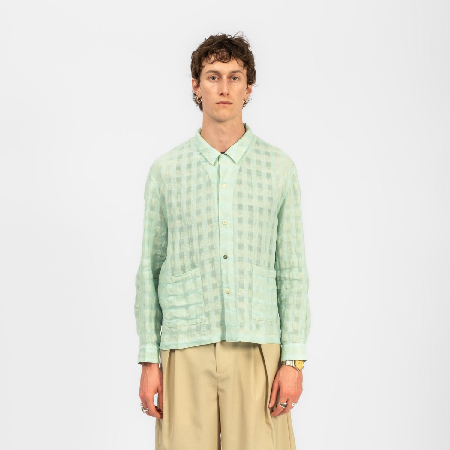 [INSULAiRE] INSULAIRE SHIRT LONG SLEEVE _ LIGHT CYAN