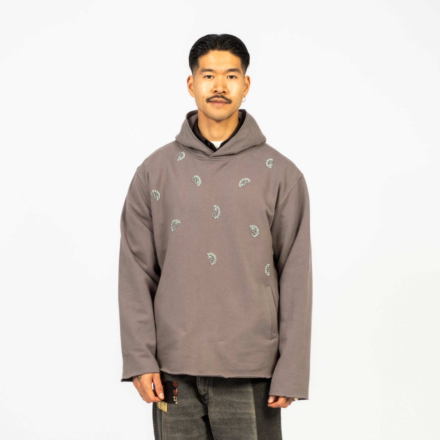 [KARTIK RESEARCH] SS26-47 PAISLEY HOODIE _ SLATE/SKY
