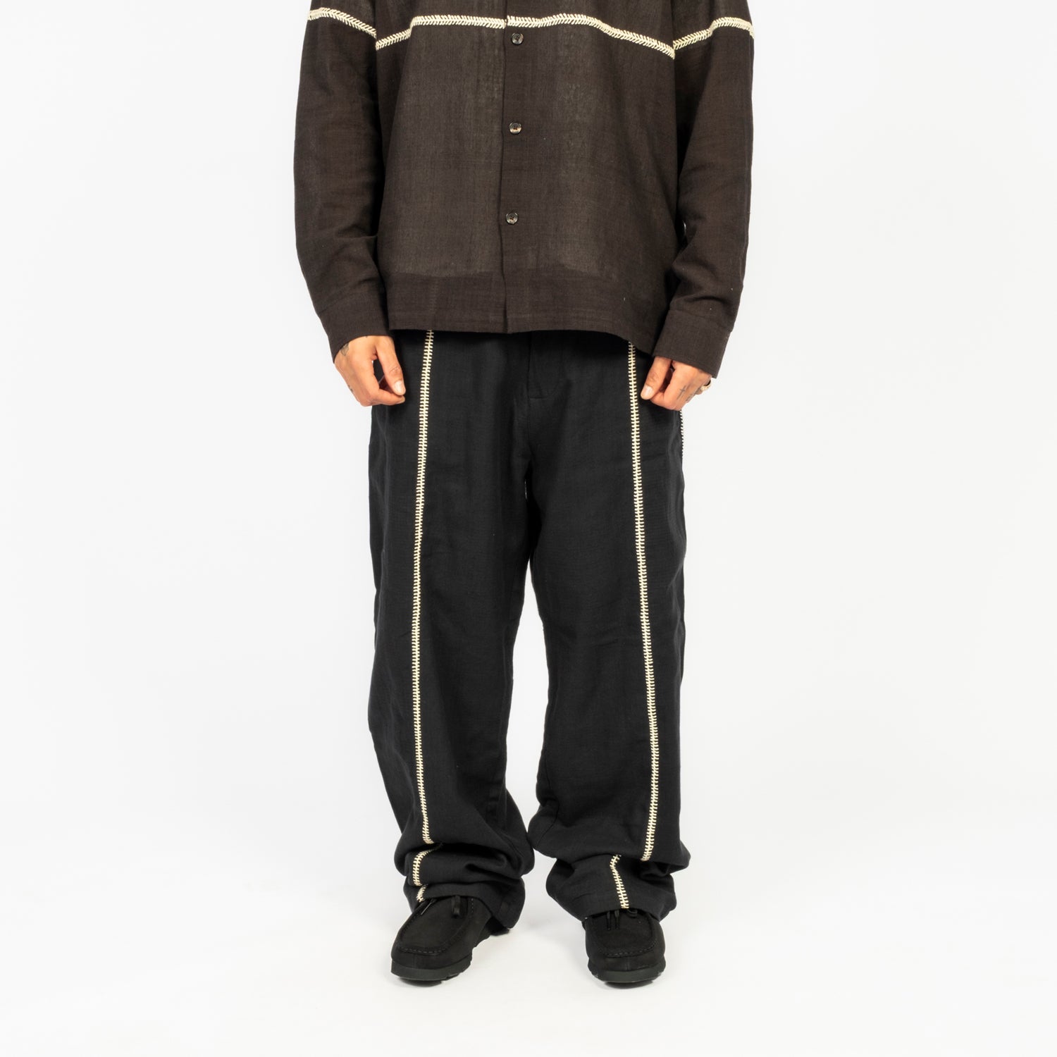 [KARTIK RESEARCH] SS26-99 RABARI SULTAN PANT _ BLACK/ECRU