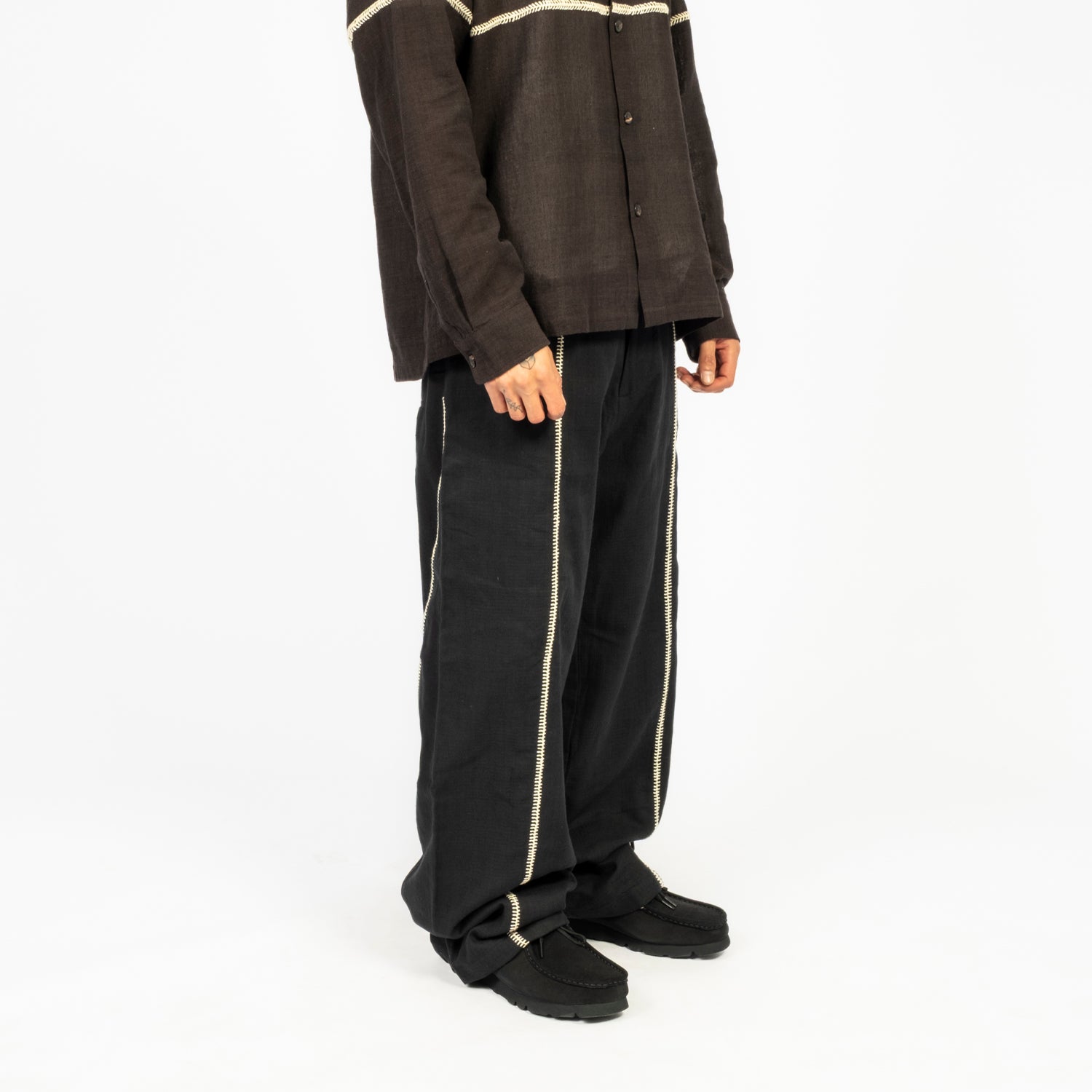[KARTIK RESEARCH] SS26-99 RABARI SULTAN PANT _ BLACK/ECRU