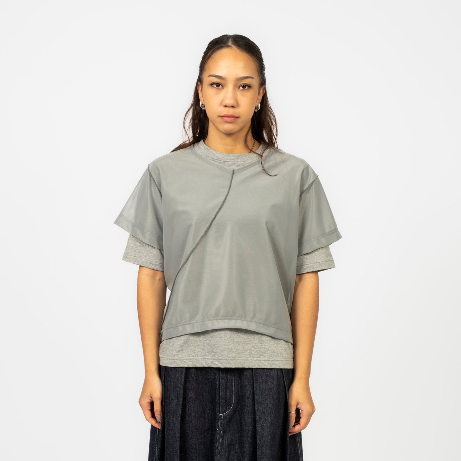 [RHODOLIRION] V NECK & CREW NECK TEE _ H.GREY