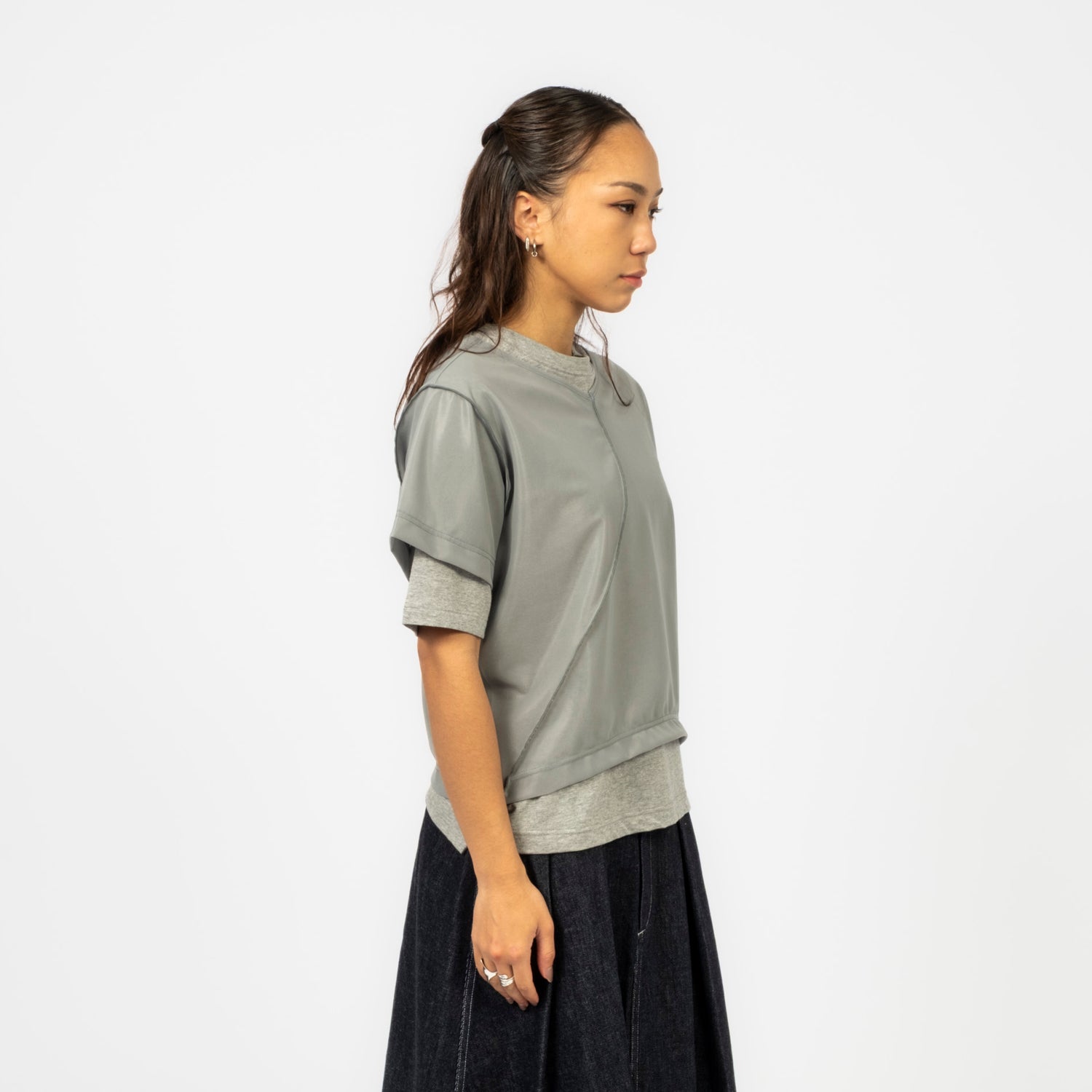 [RHODOLIRION] V NECK & CREW NECK TEE _ H.GREY