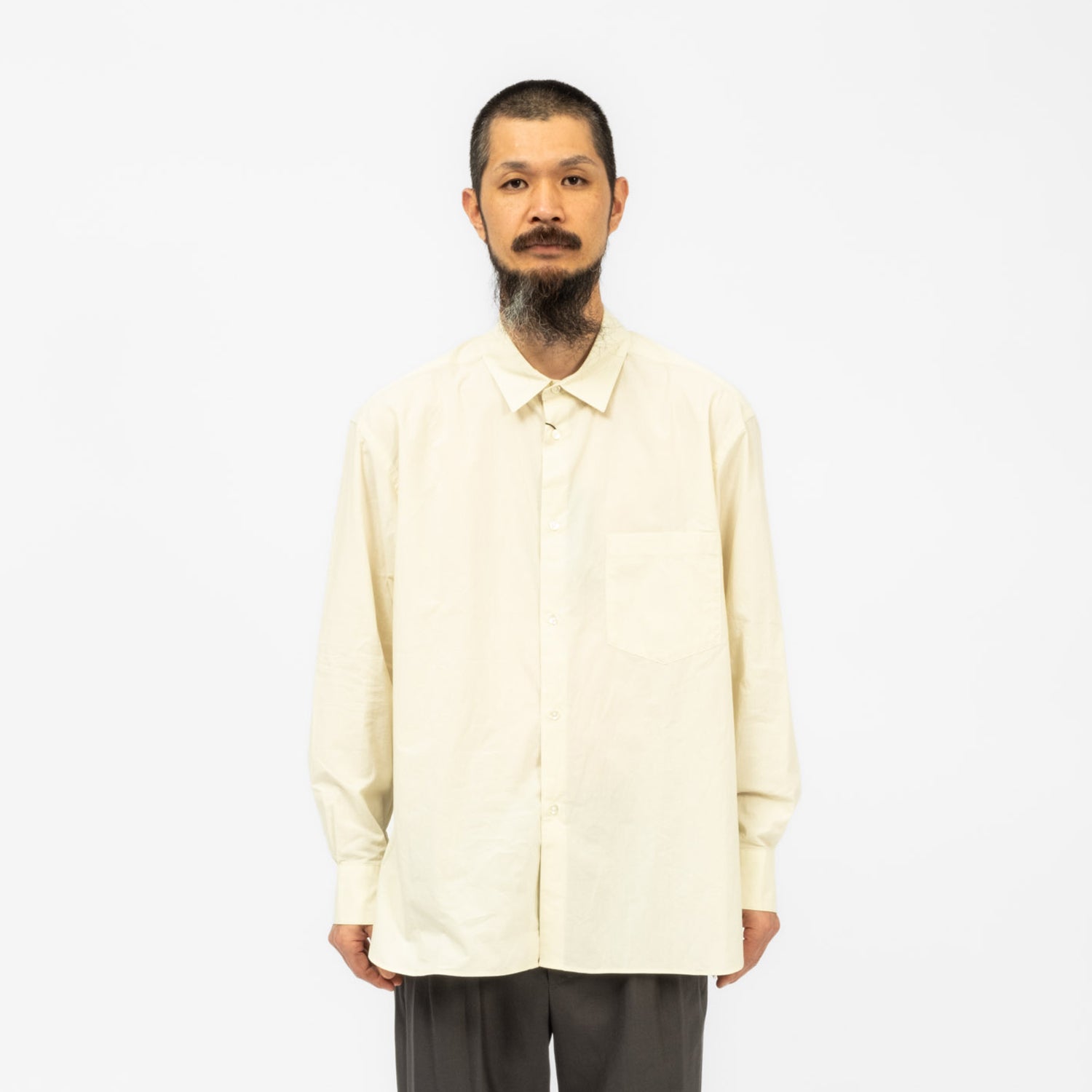 [URU TOKYO] REGULAR COLLAR OVER SHIRTS A _ L.YELLOW