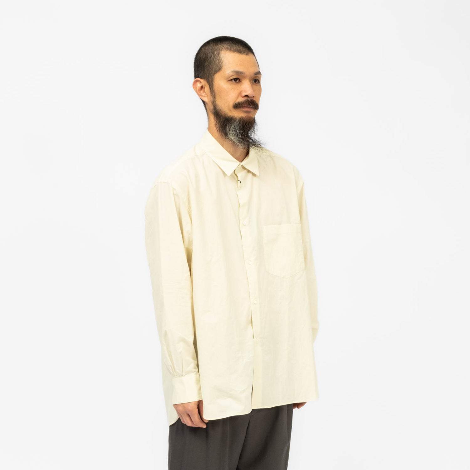 [URU TOKYO] REGULAR COLLAR OVER SHIRTS A _ L.YELLOW