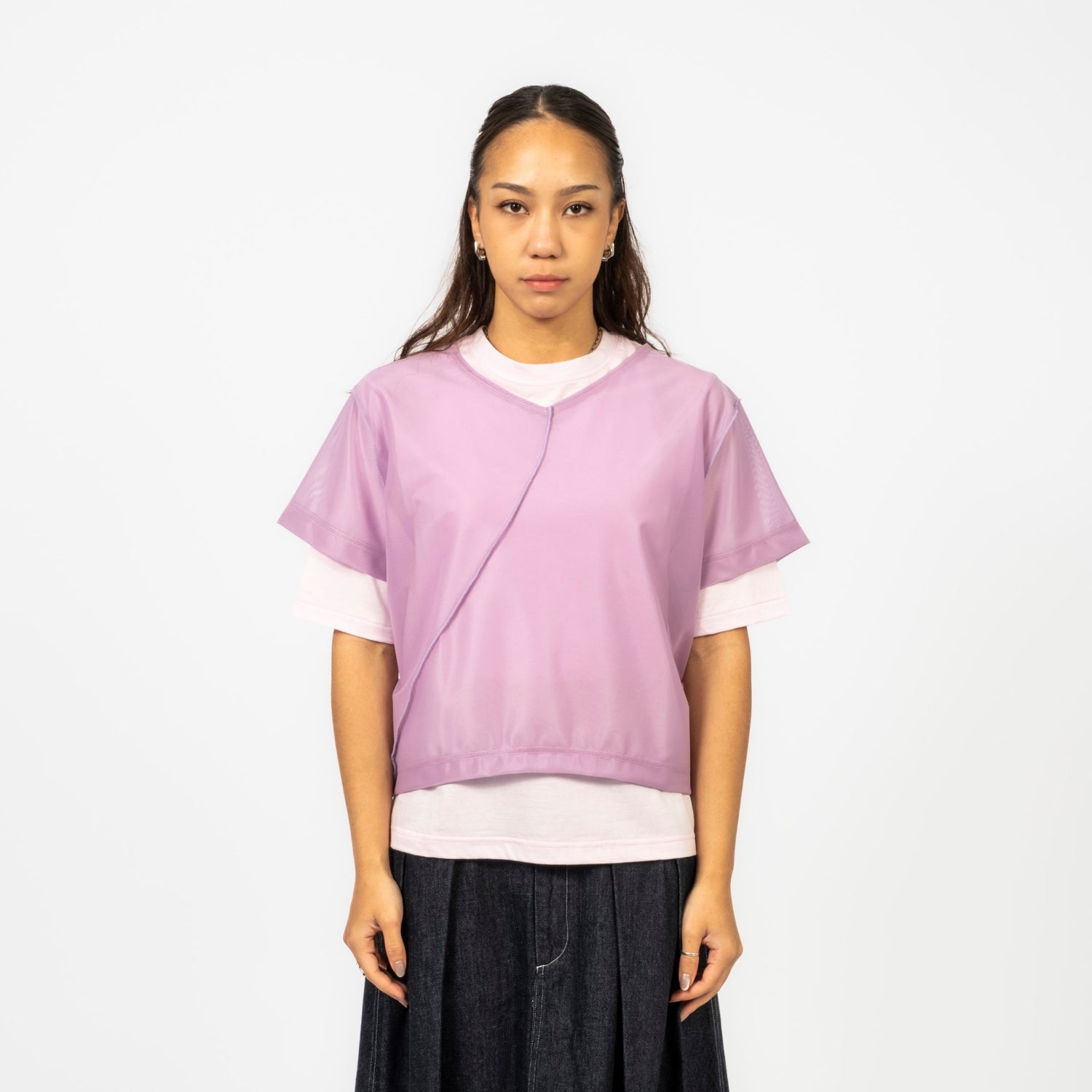[RHODOLIRION] V NECK & CREW NECK TEE _ LILAC