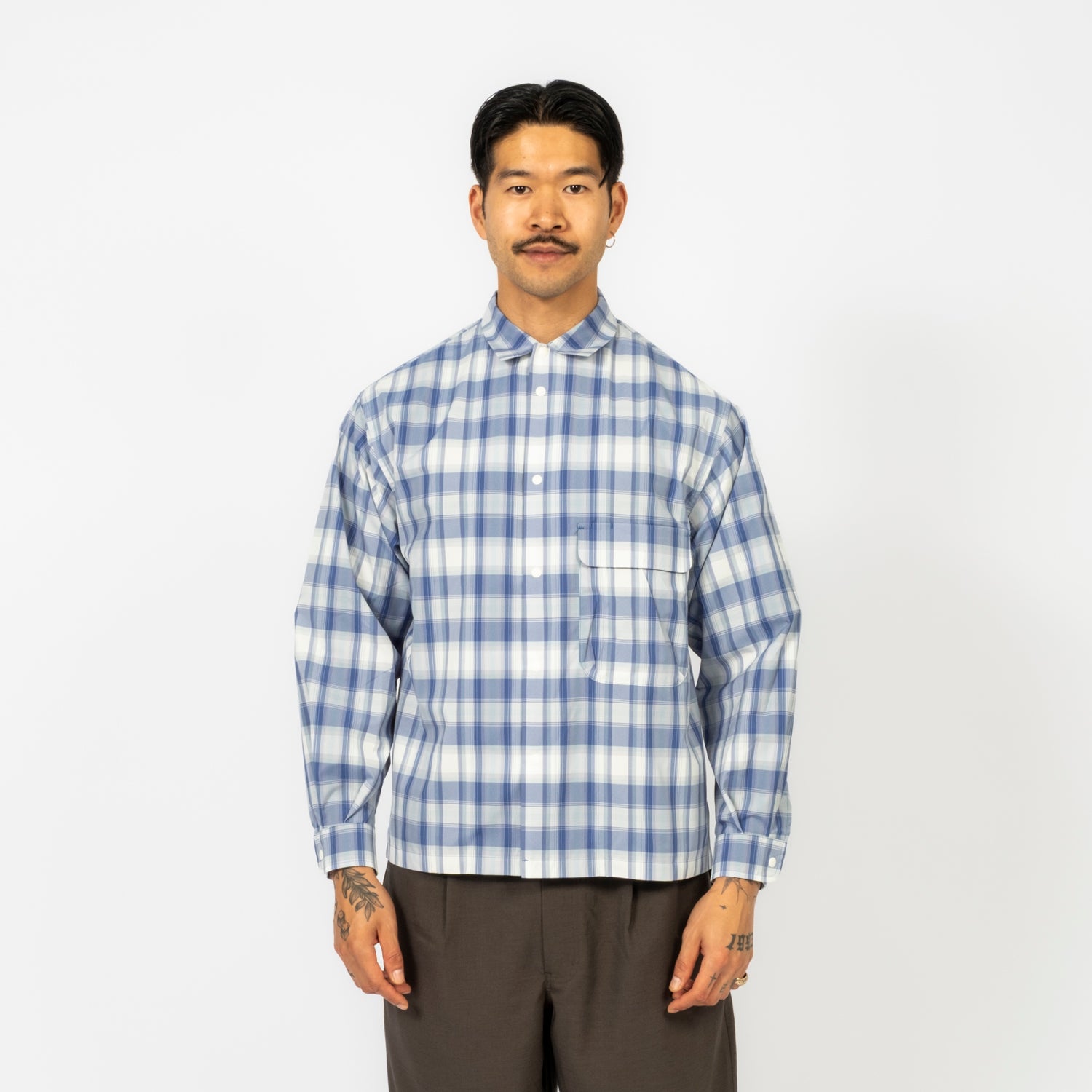 [SNOW PEAK] FADE CHECK BREEZY SHIRT _ LIGHT BLUE