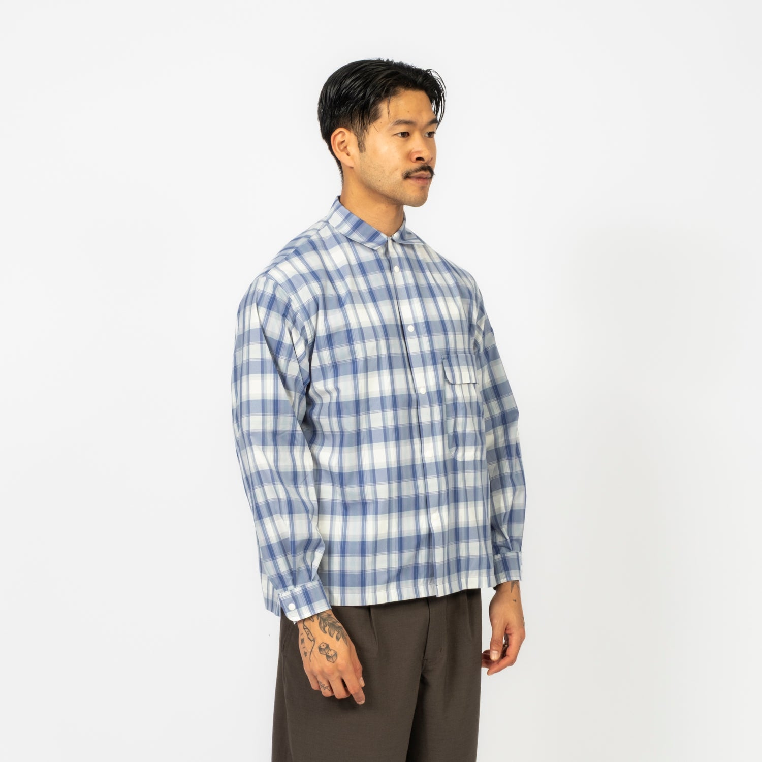 [SNOW PEAK] FADE CHECK BREEZY SHIRT _ LIGHT BLUE