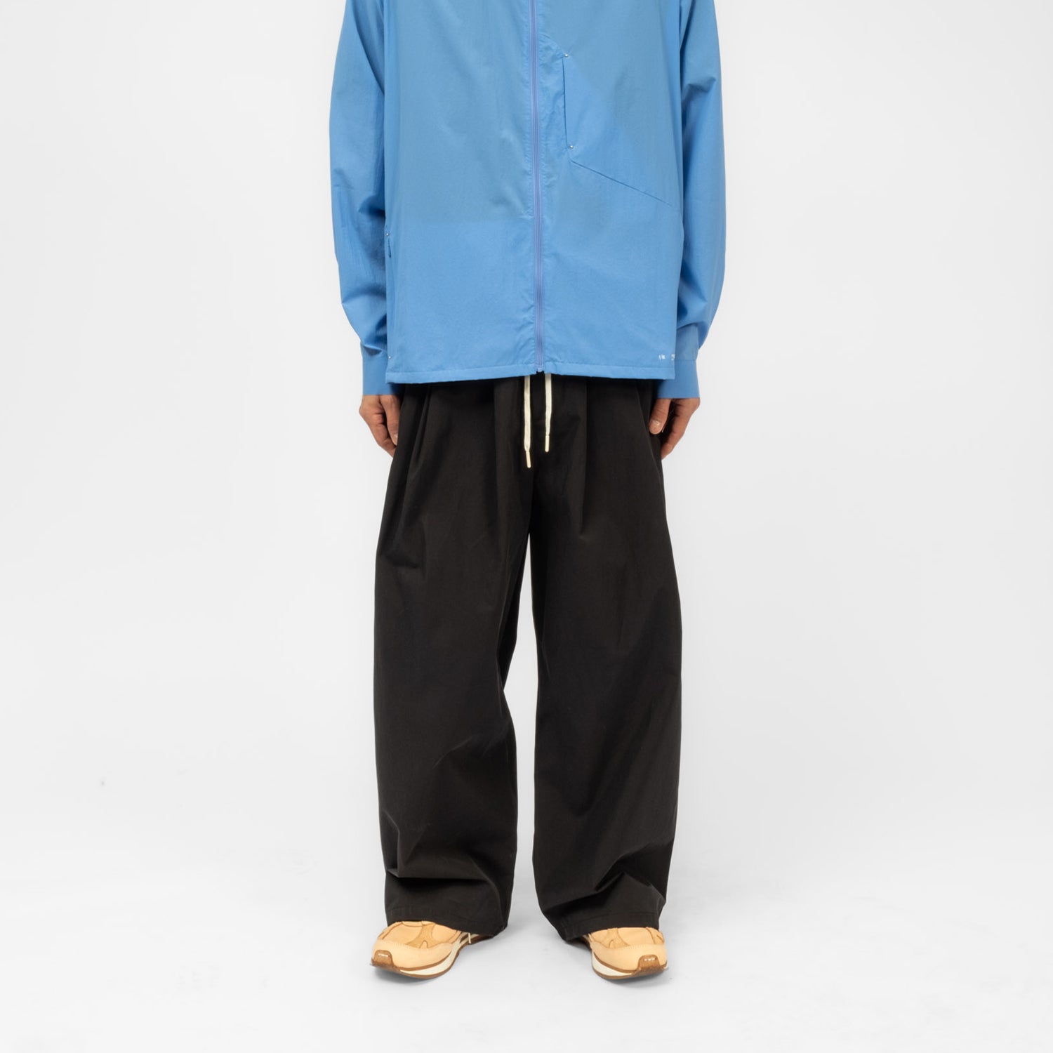 [F/CE] TECH KERSEY WIDE DRAPE TROUSERS _ BLACK