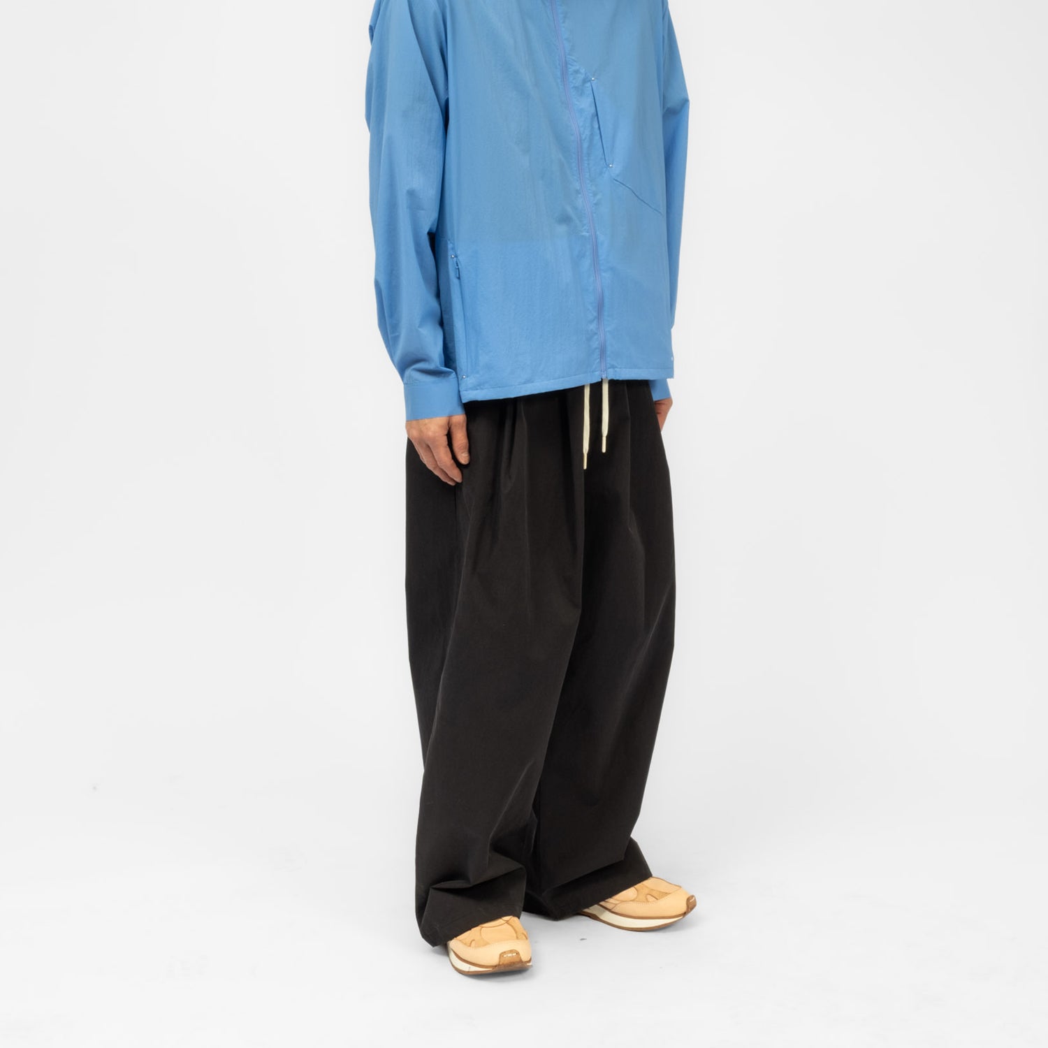 [F/CE] TECH KERSEY WIDE DRAPE TROUSERS _ BLACK