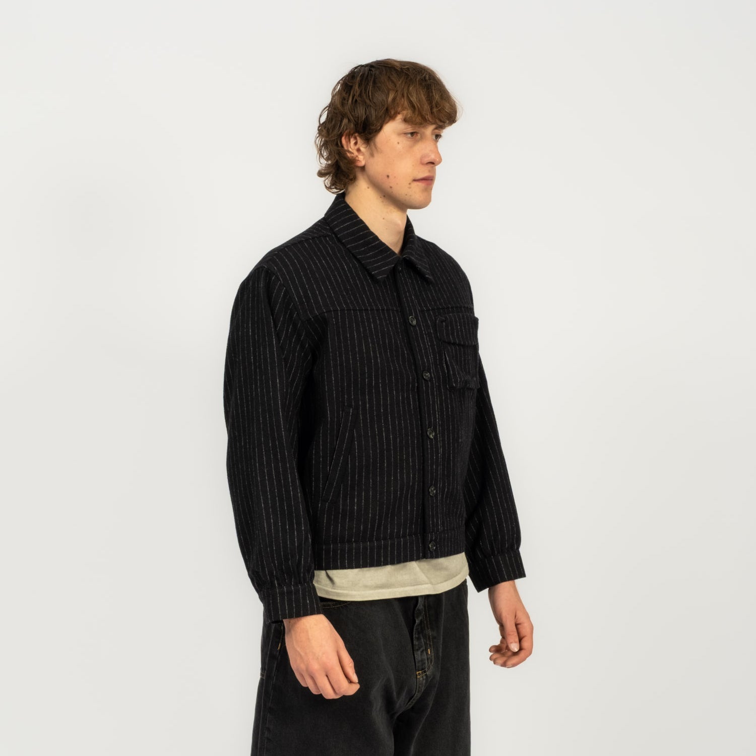 [GANDER] PENINNE SHIRT _ BLACK PINSTRIPE