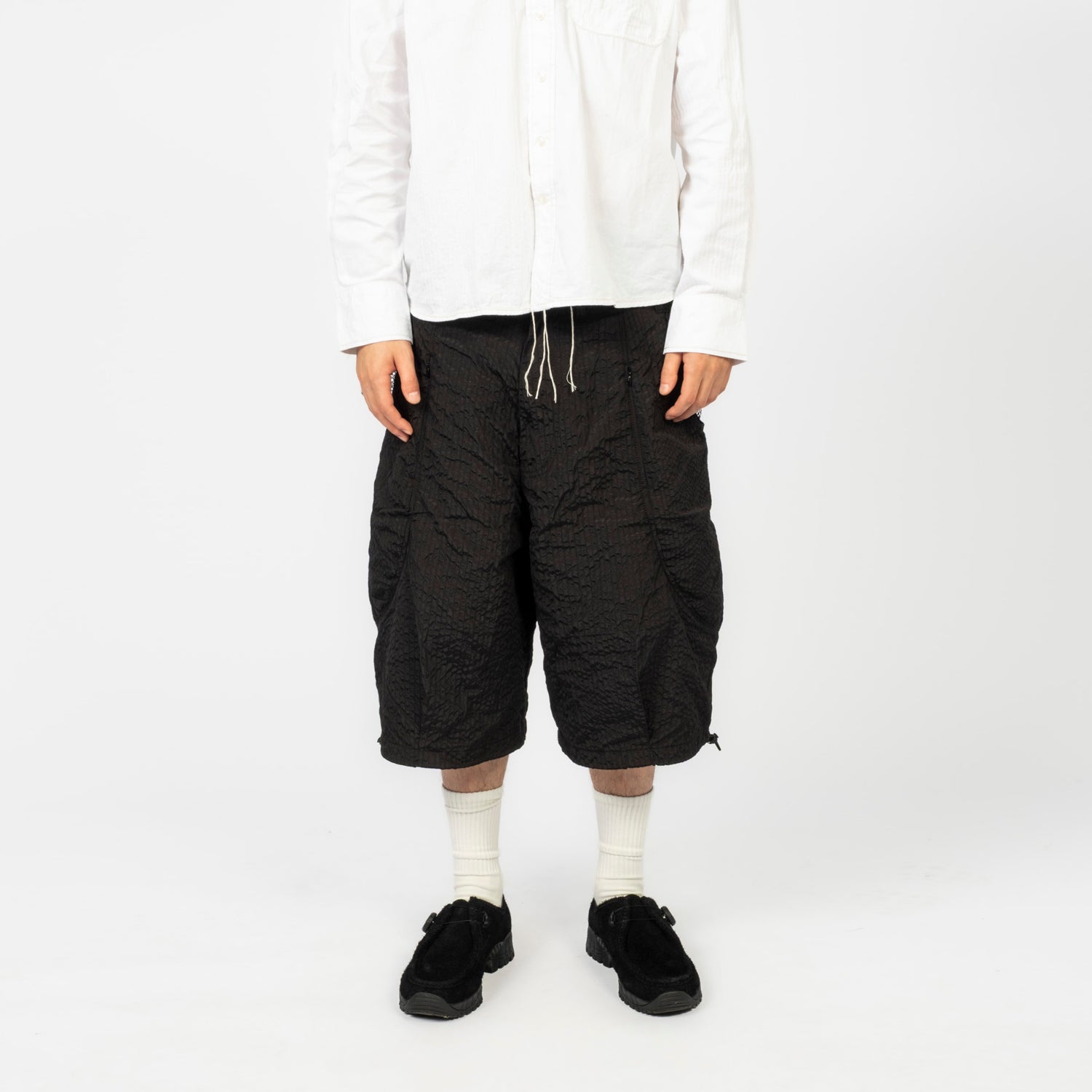 [FORTUNE W.W.D.] STITCHED-THROUGH MESH POCKET SHORTS _ BLACK
