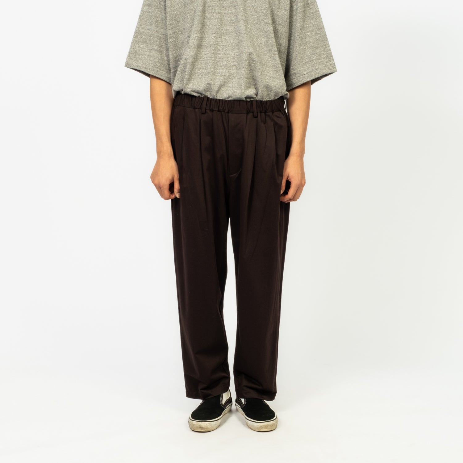 [YOKO SAKAMOTO] DOUBLE PLEATED WIDE EASY PANTS _ BROWN