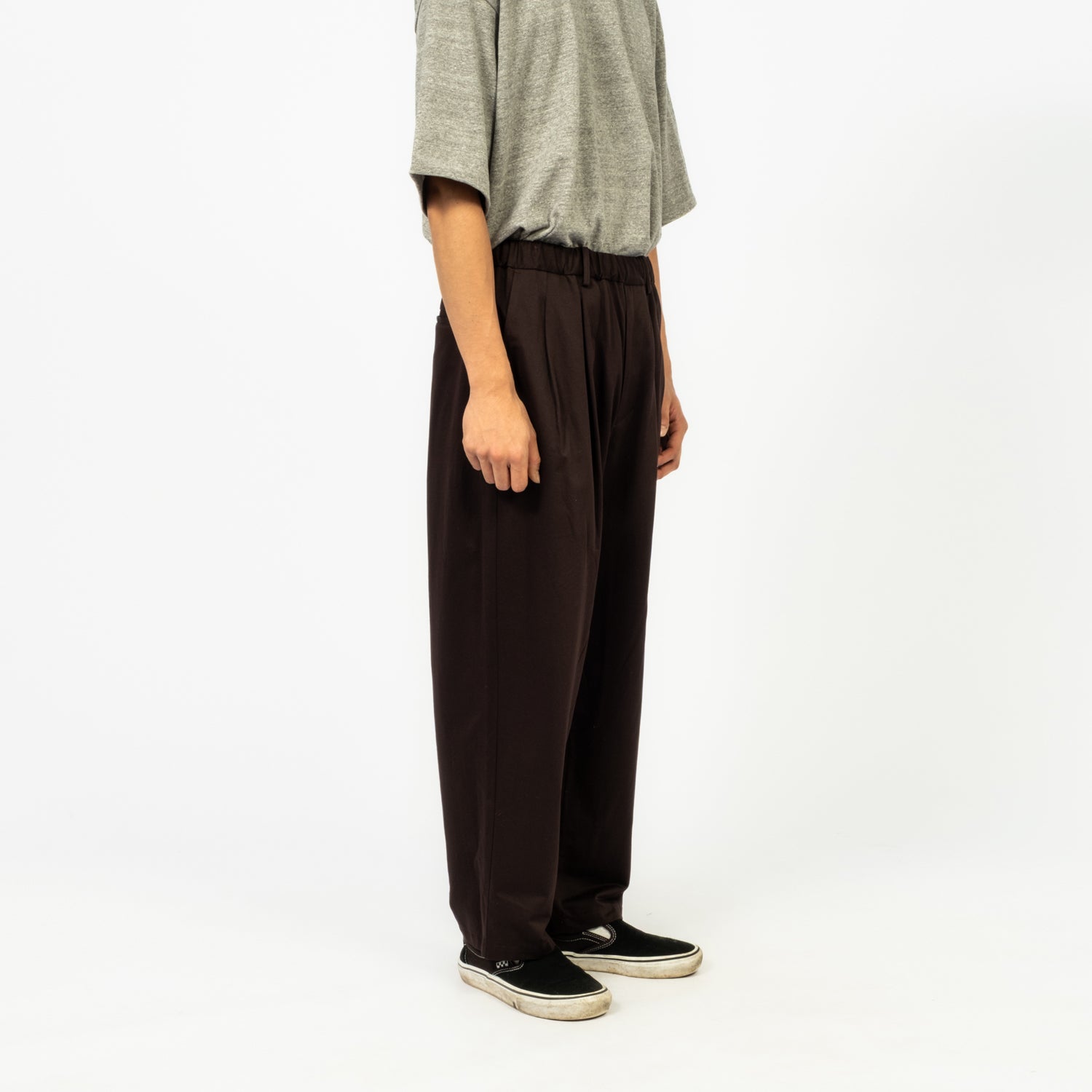 [YOKO SAKAMOTO] DOUBLE PLEATED WIDE EASY PANTS _ BROWN