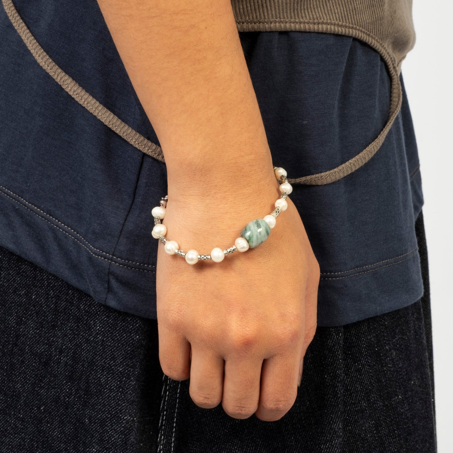 [52HZ LAB] JADE FRESHWATER PEARL BRACELET