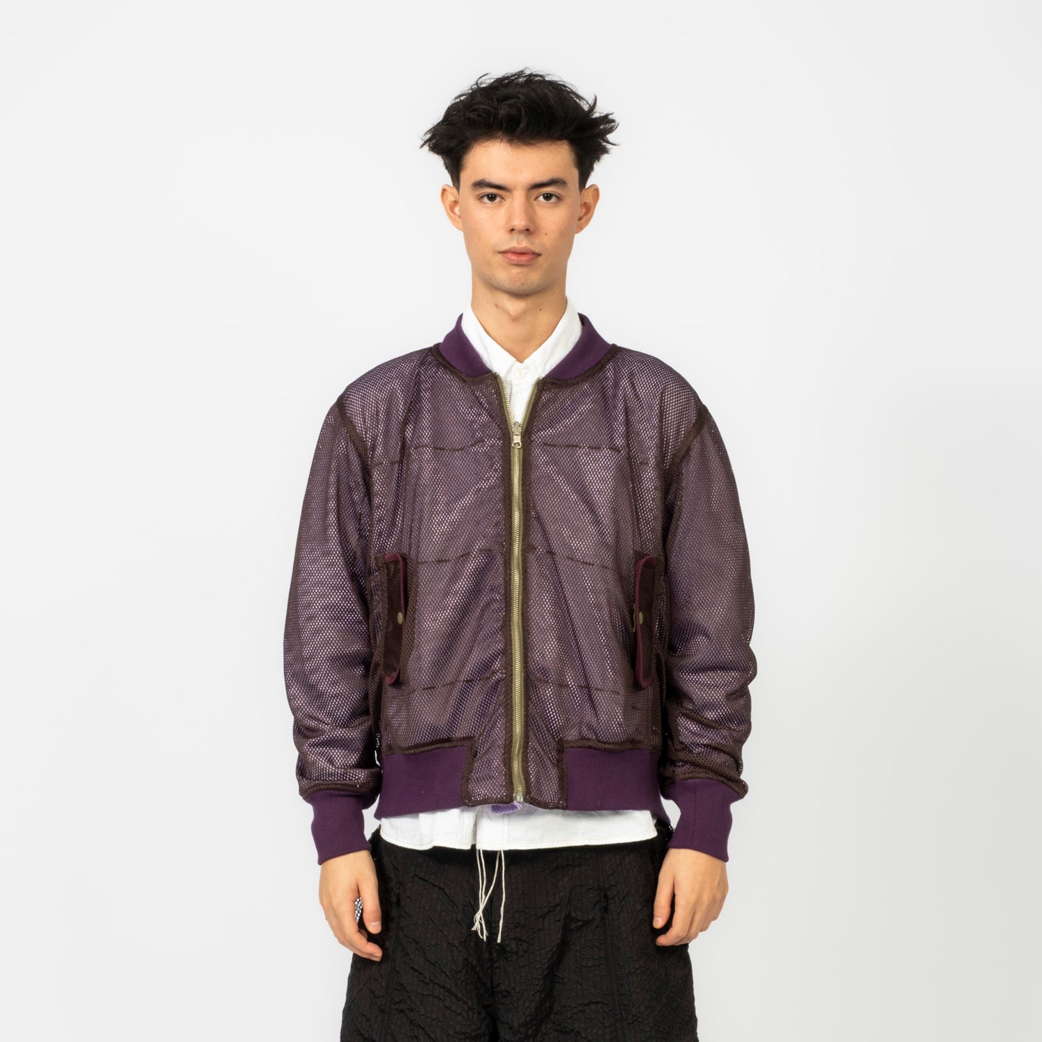 [FORTUNE W.W.D.] MULTI-LAYER MESH BOMBER JACKET _ BROWN/PURPLE